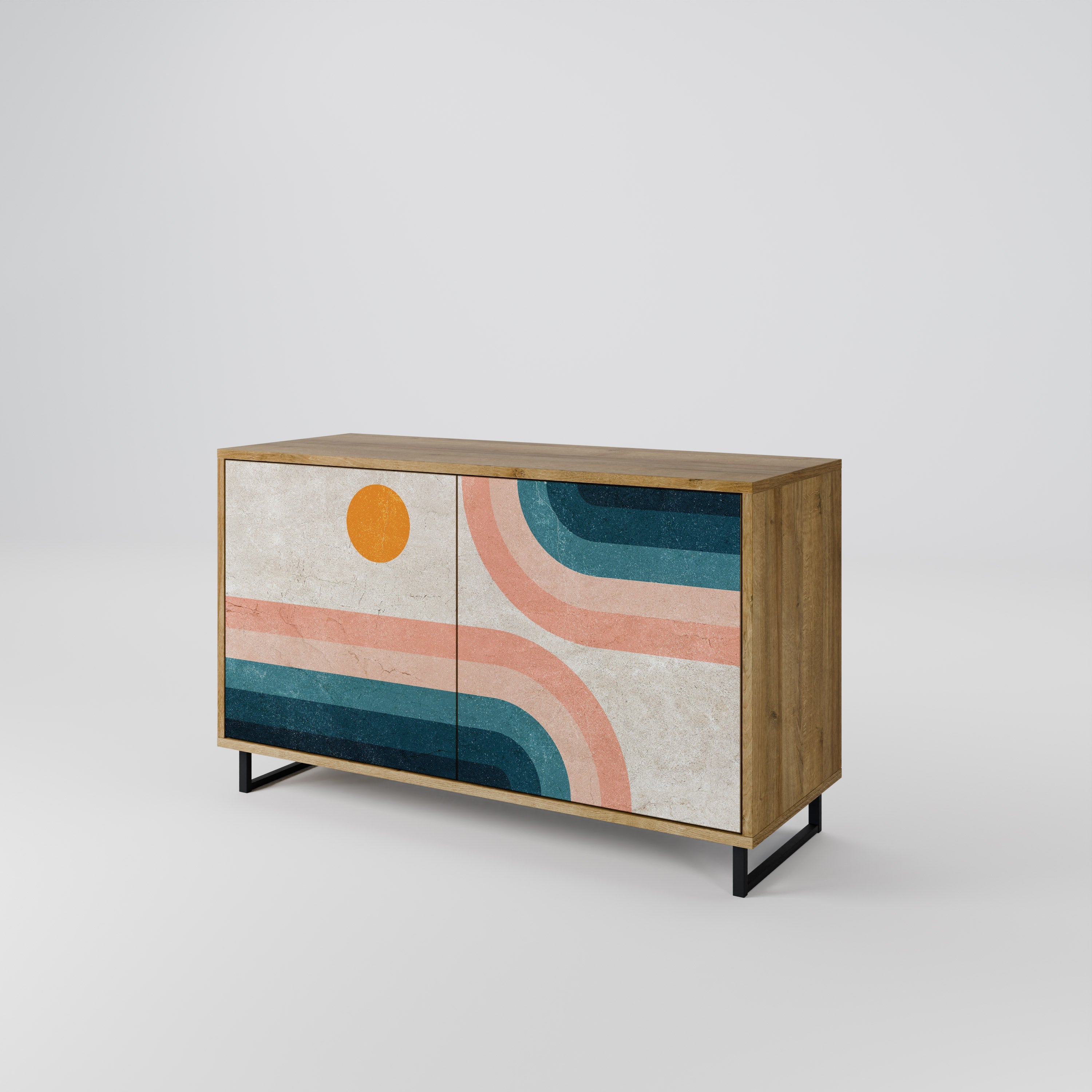 TWO HALVES Sideboard mit 2 Türen in Eichenoptik