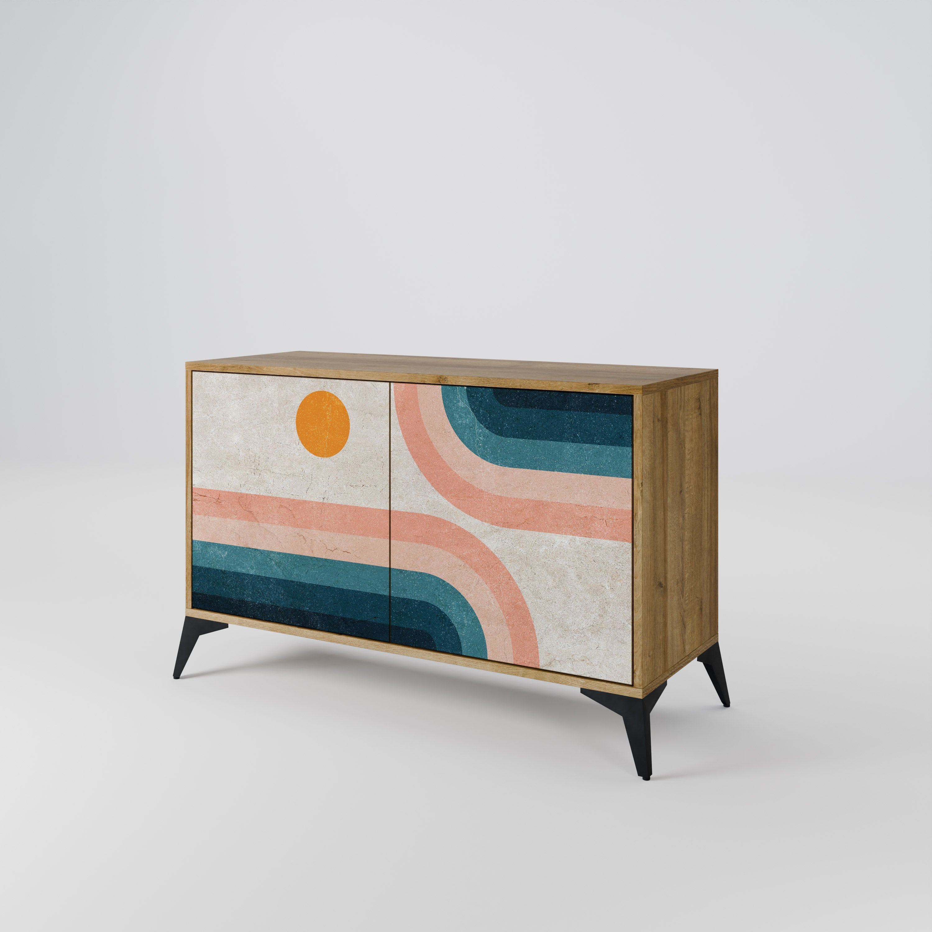 TWO HALVES Sideboard mit 2 Türen in Eichenoptik