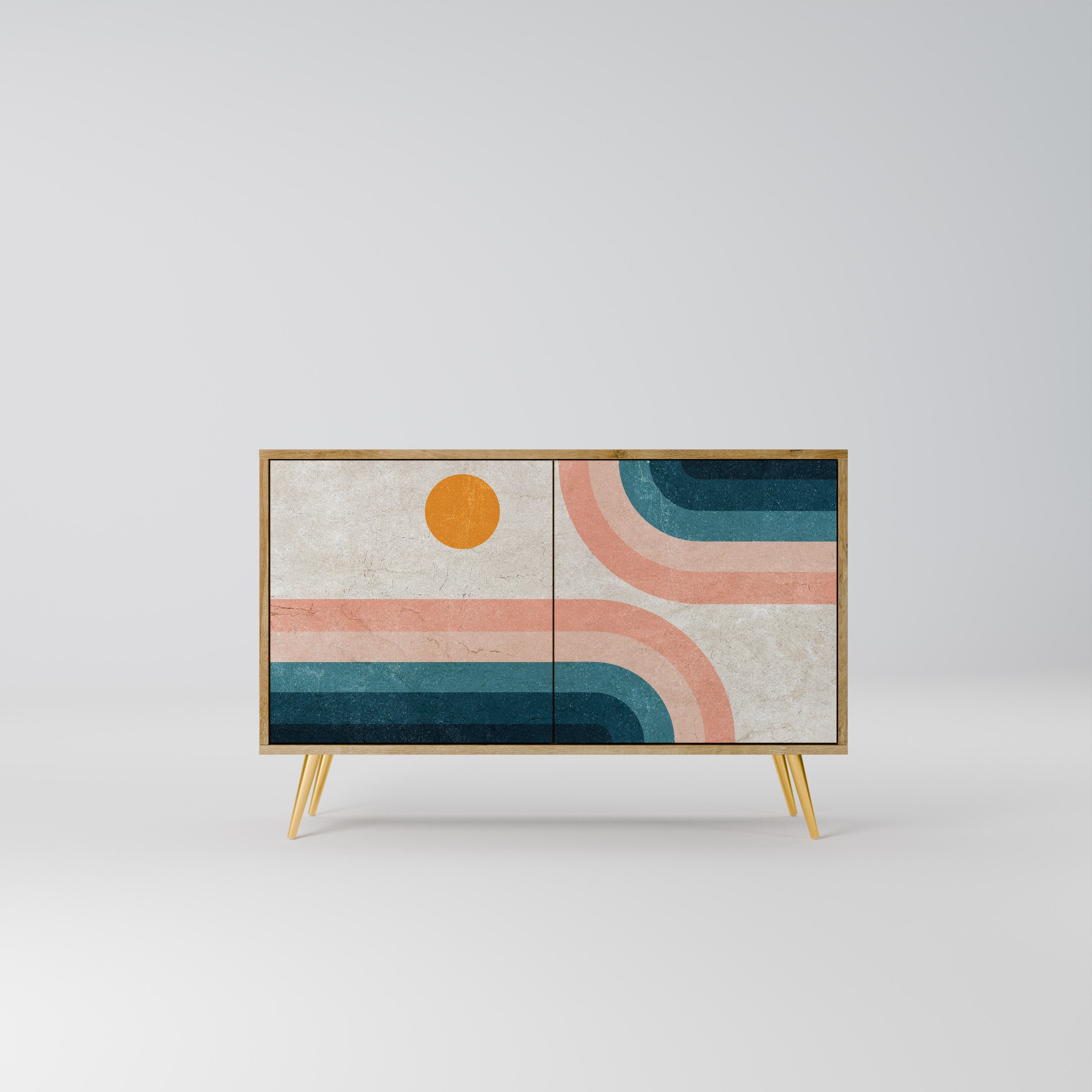 TWO HALVES Sideboard mit 2 Türen in Eichenoptik
