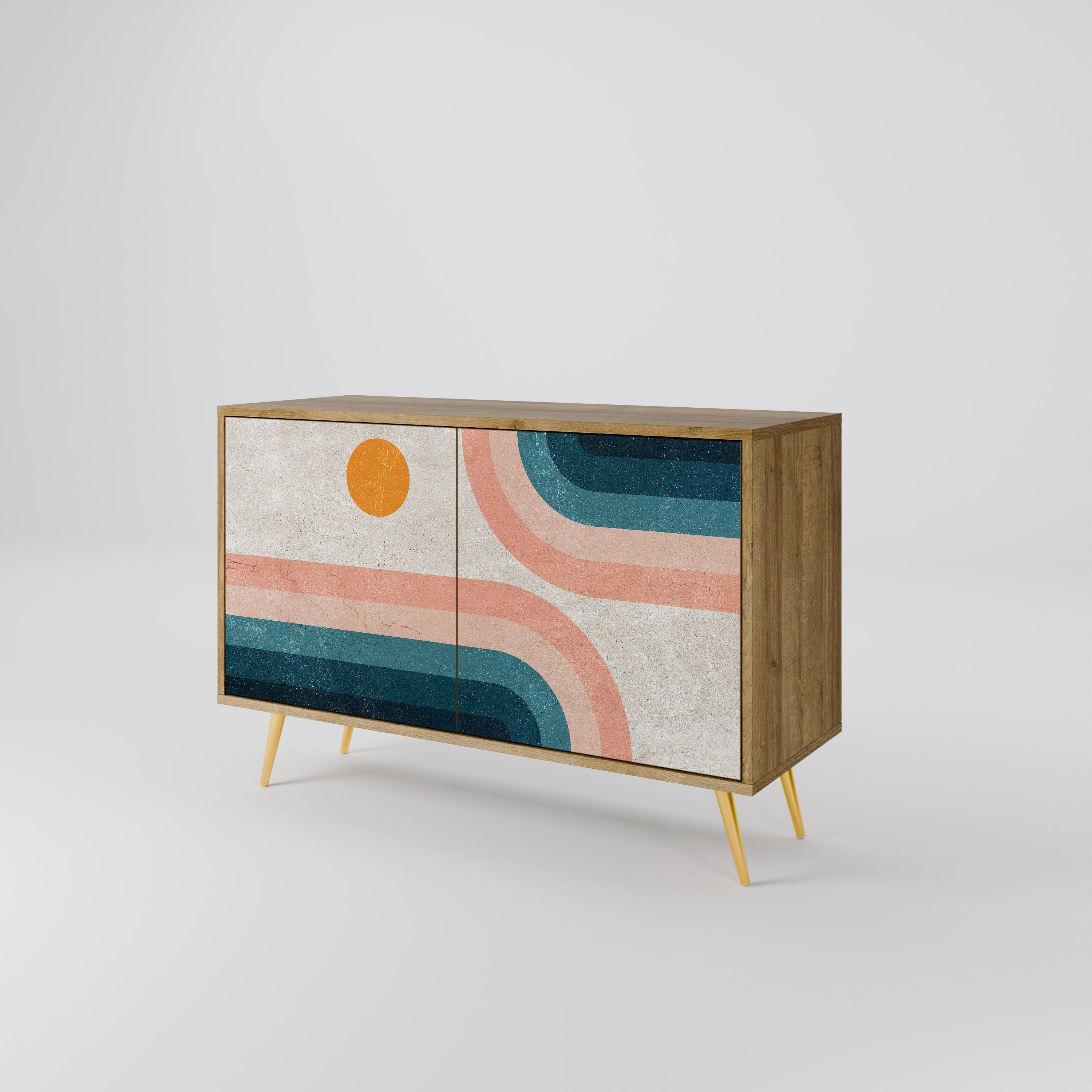 TWO HALVES Sideboard mit 2 Türen in Eichenoptik