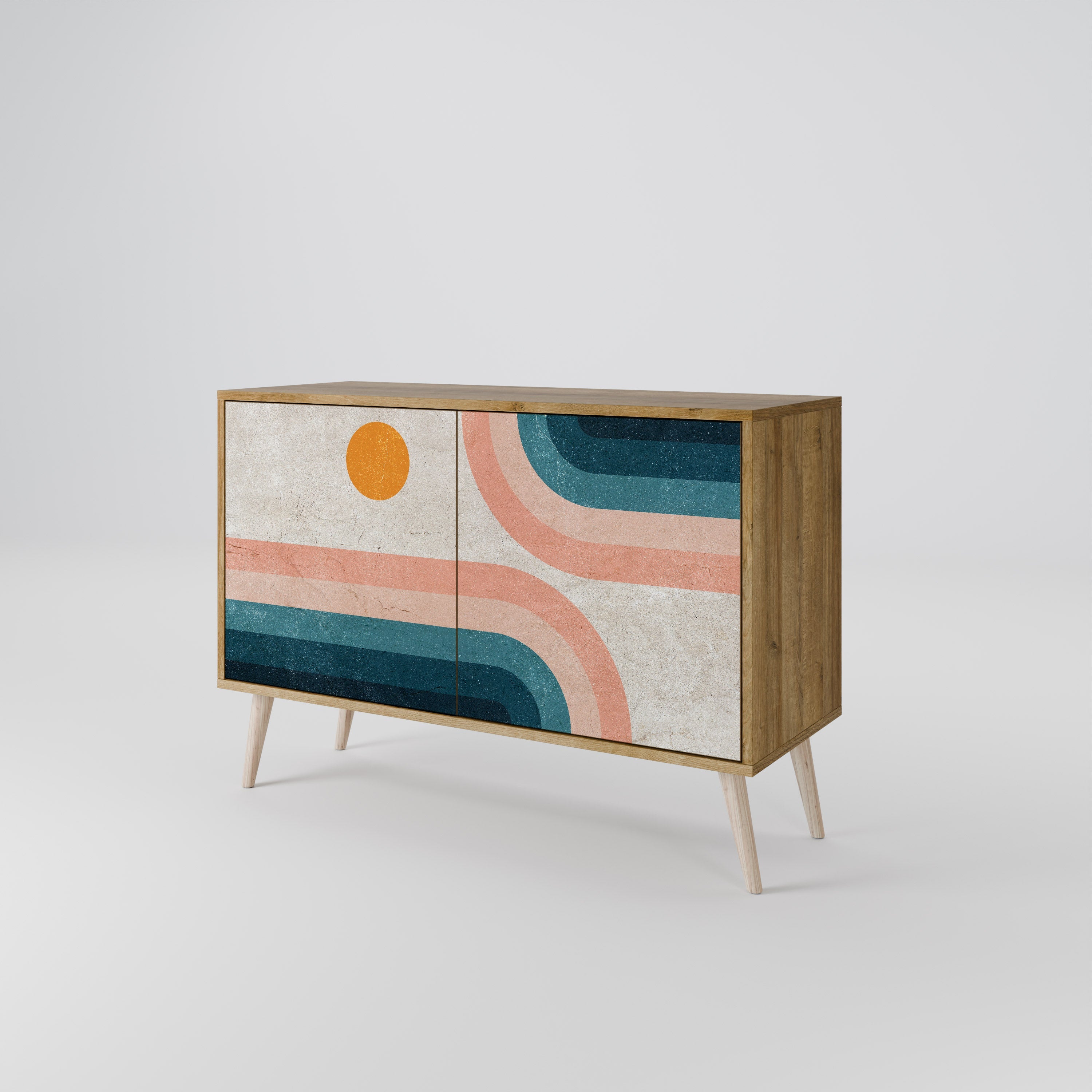 TWO HALVES Sideboard mit 2 Türen in Eichenoptik