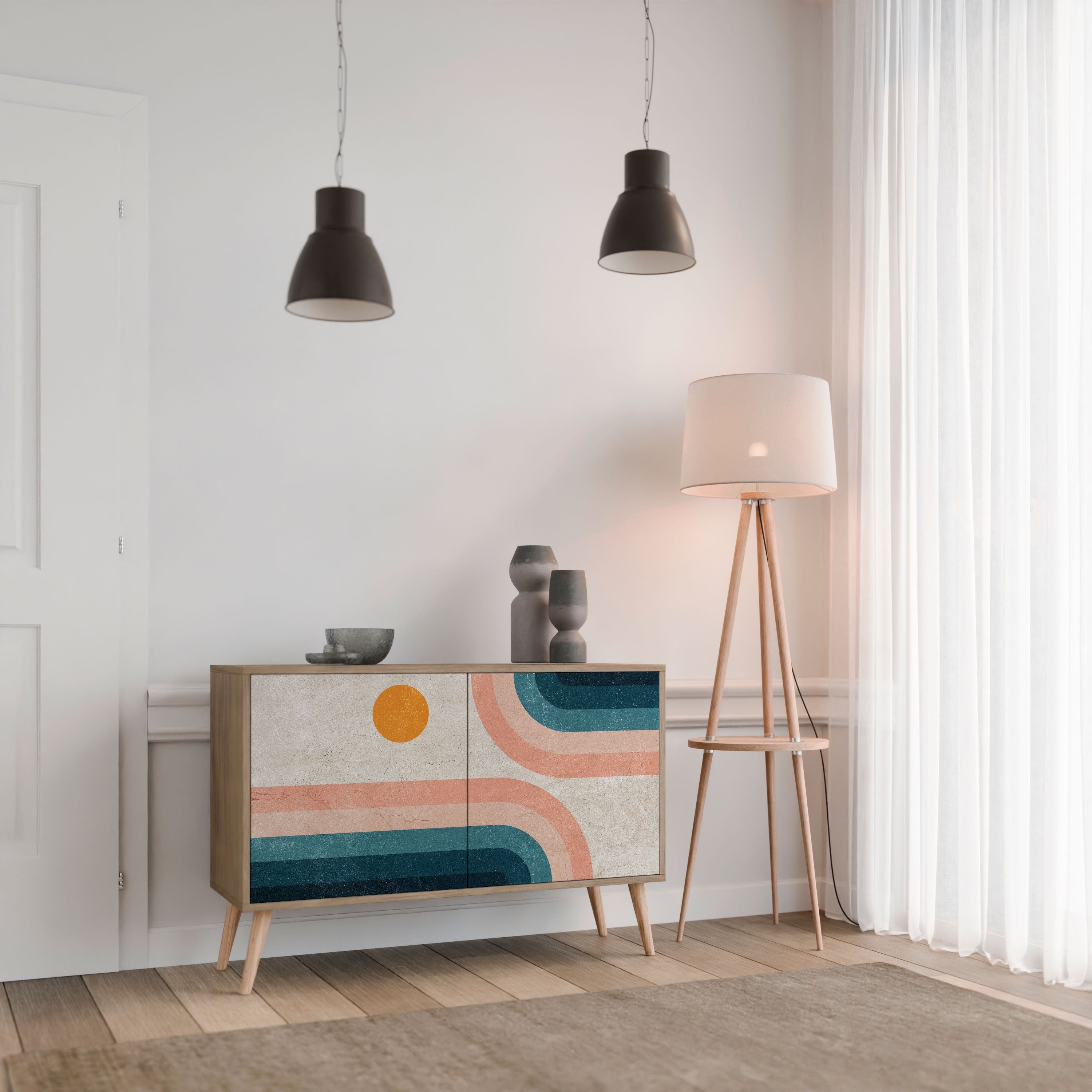 TWO HALVES Sideboard mit 2 Türen in Eichenoptik