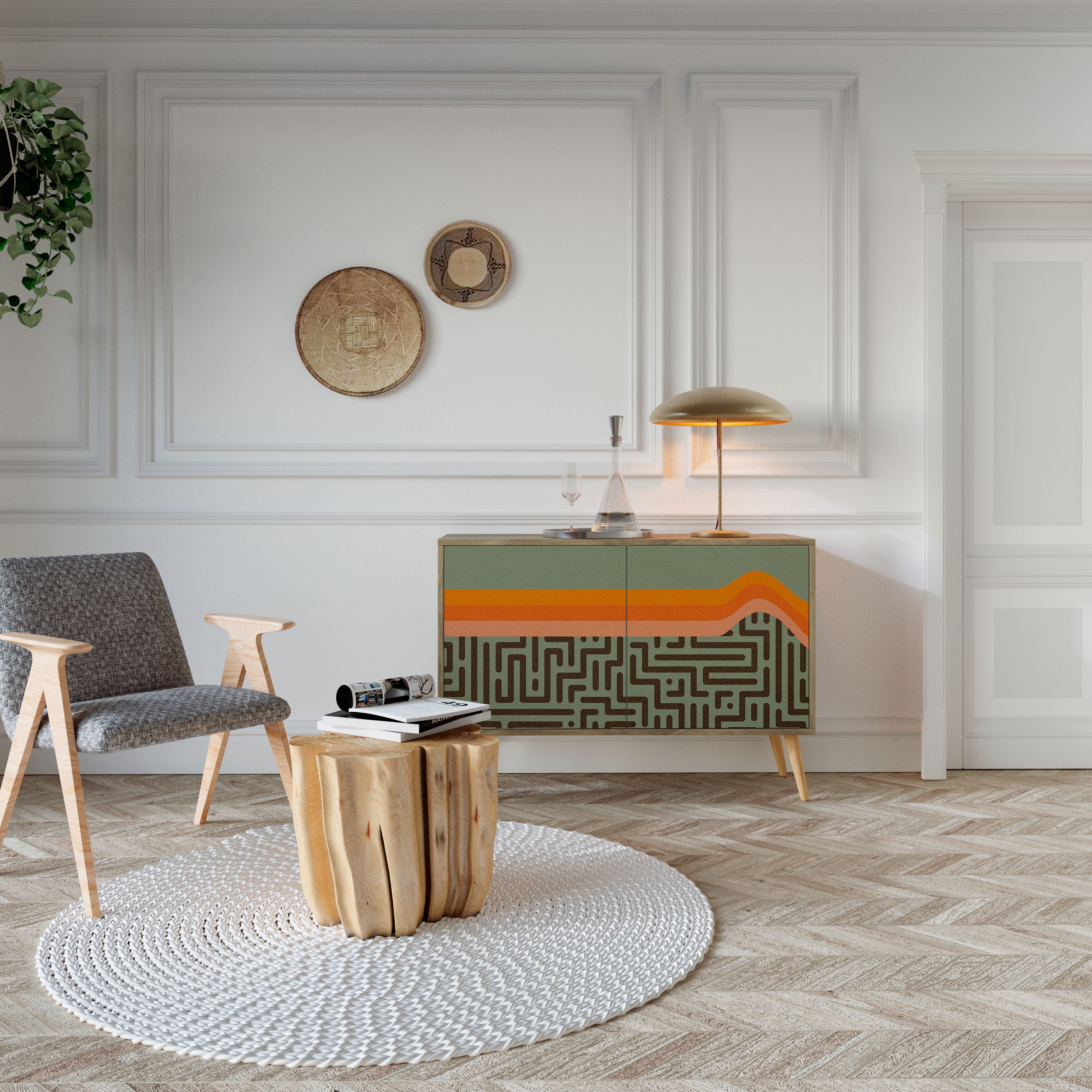 SIMPLE SOLUTIONS Sideboard mit 2 Türen in Eichenoptik