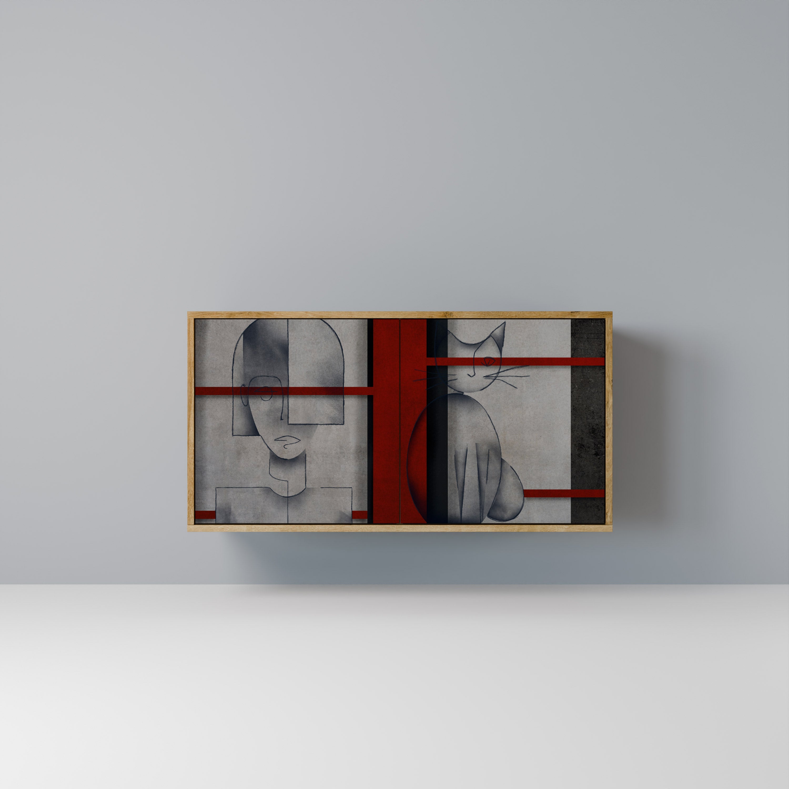 GRAY FIGURES Sideboard mit 2 Türen in Eichenoptik
