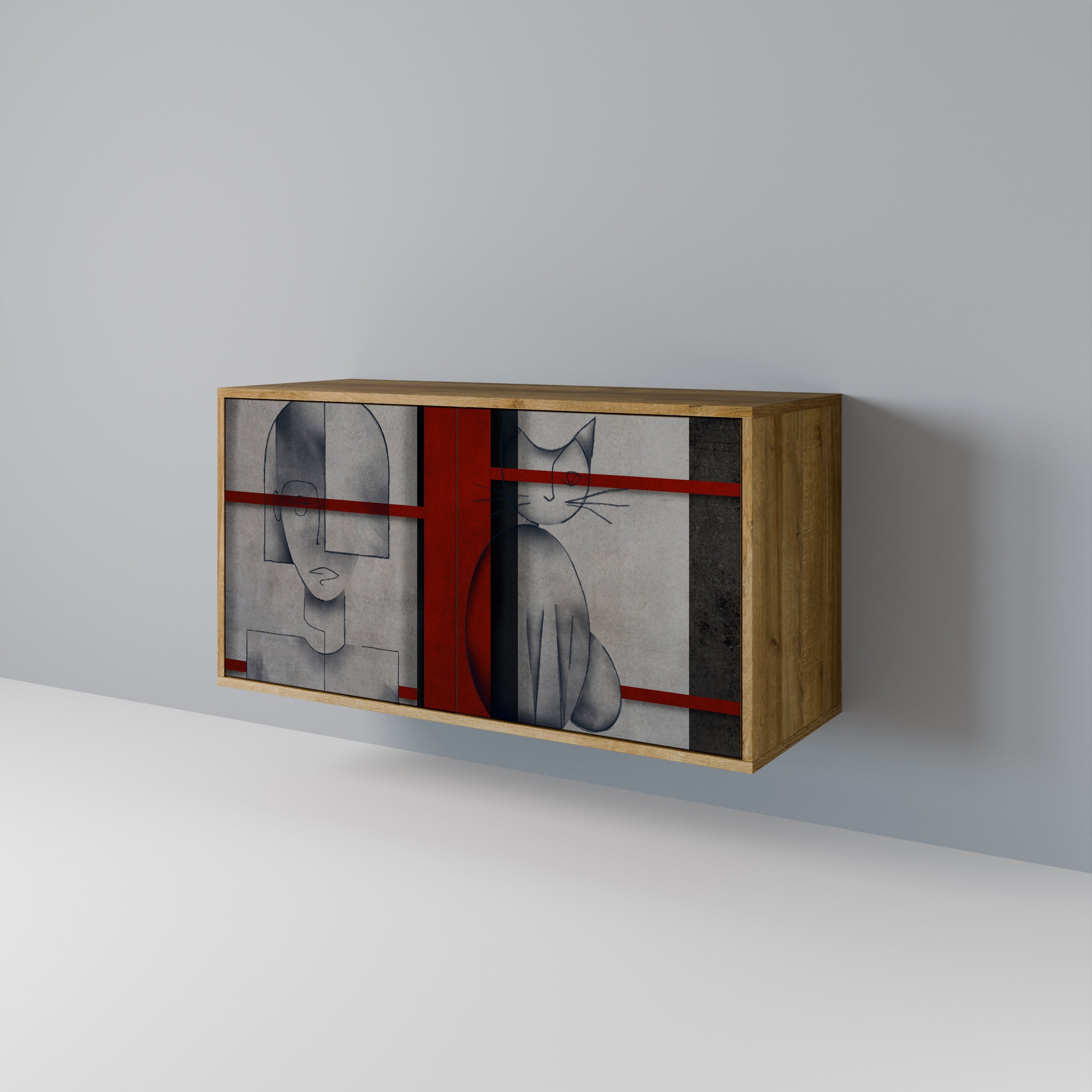 GRAY FIGURES Sideboard mit 2 Türen in Eichenoptik