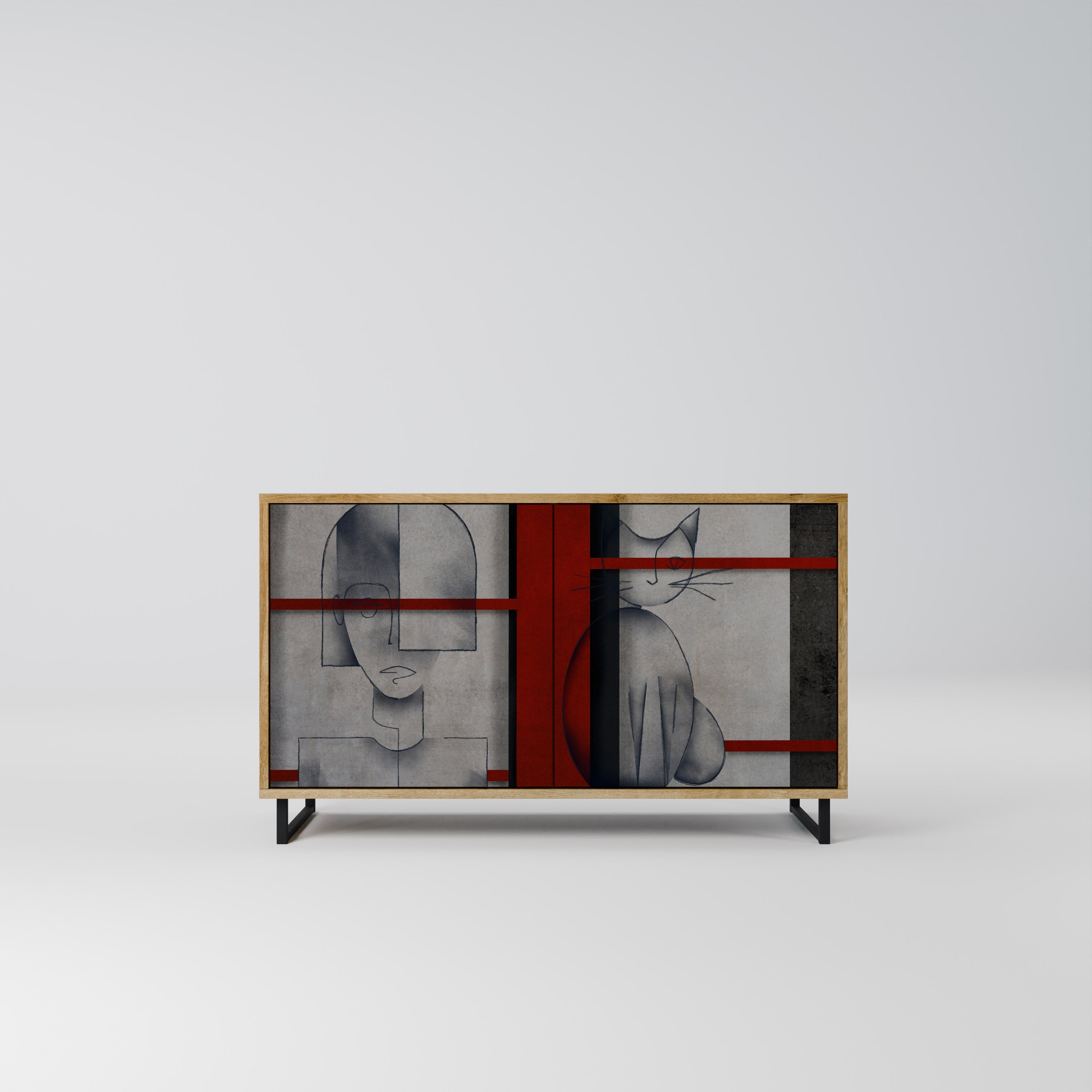 GRAY FIGURES Sideboard mit 2 Türen in Eichenoptik