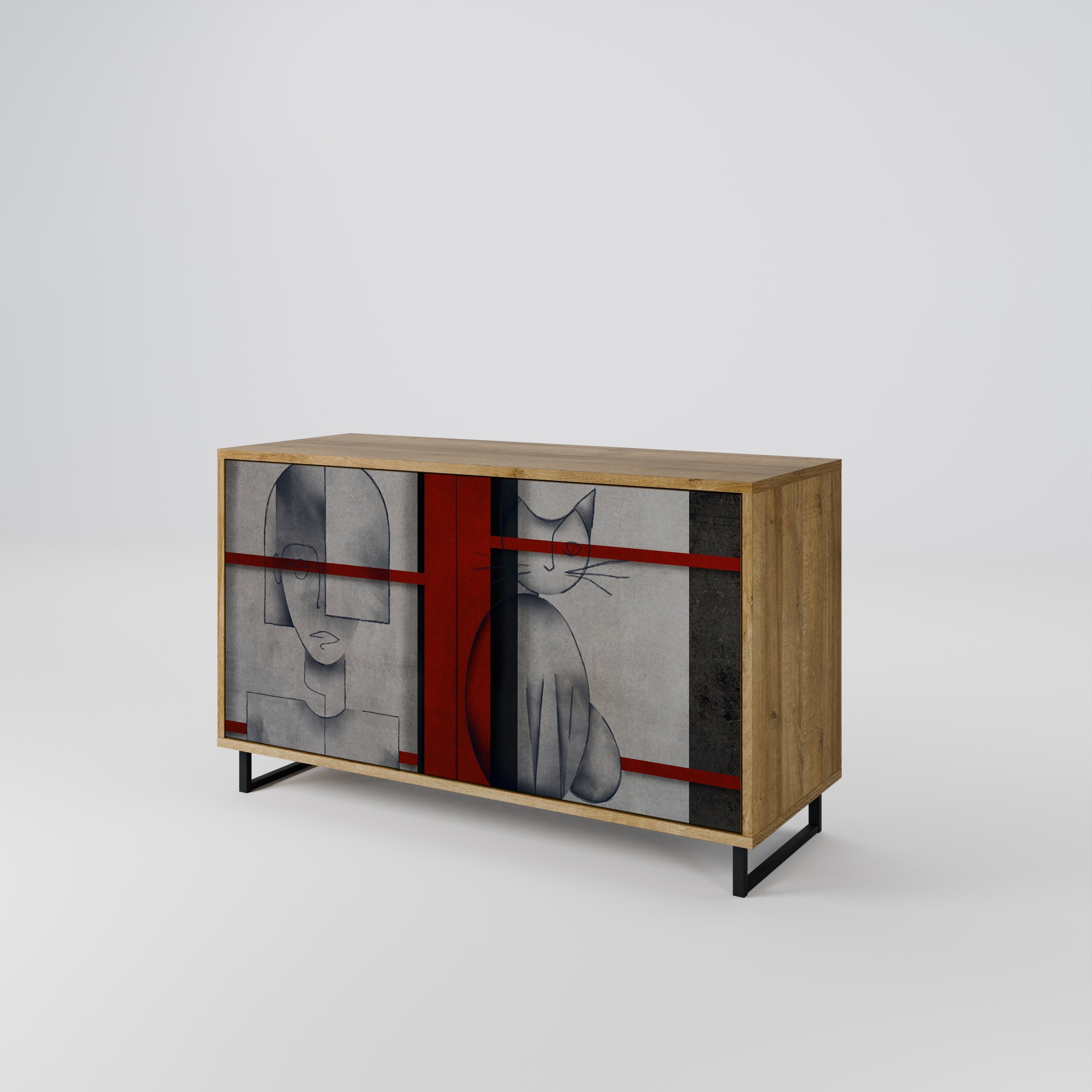 GRAY FIGURES Sideboard mit 2 Türen in Eichenoptik