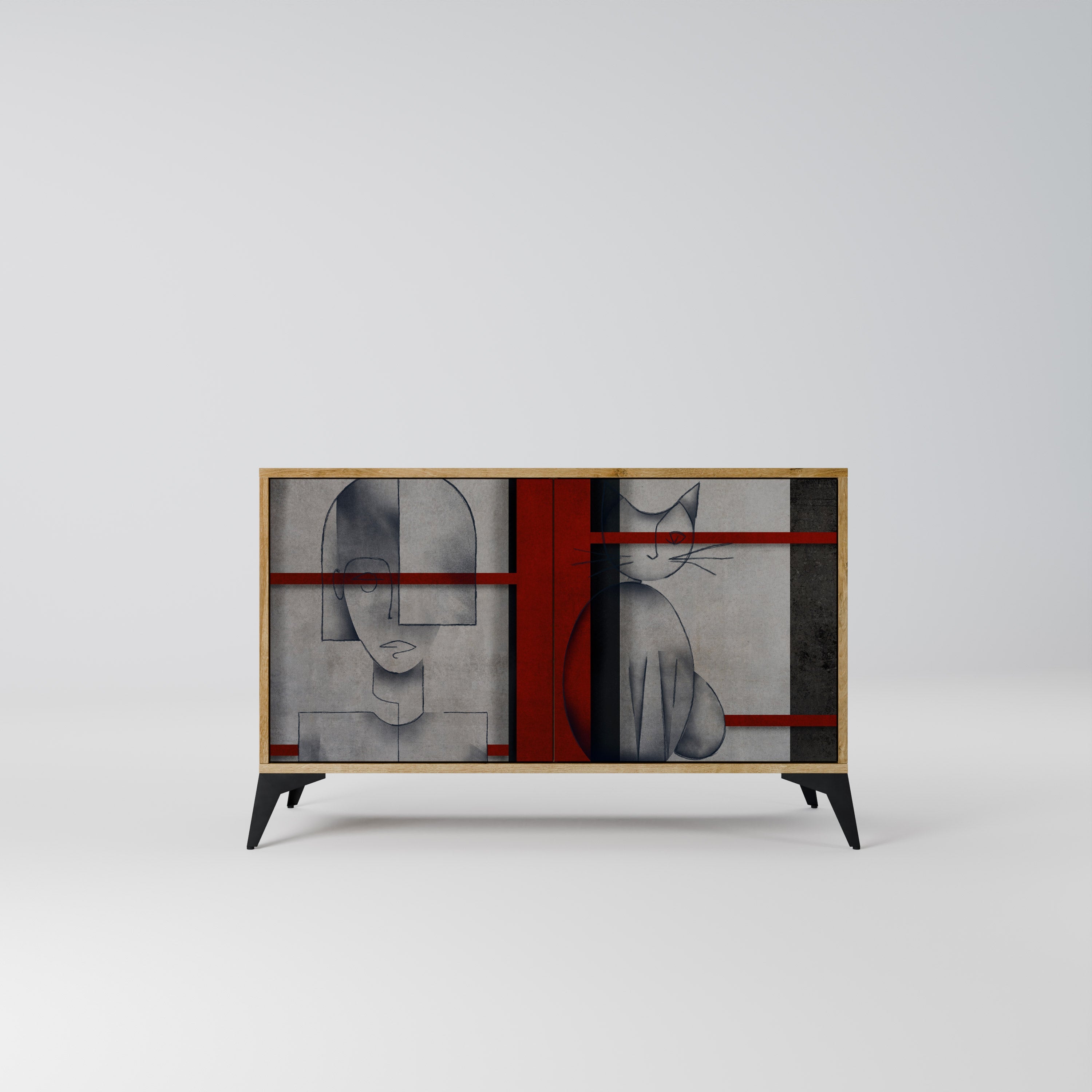 GRAY FIGURES Sideboard mit 2 Türen in Eichenoptik