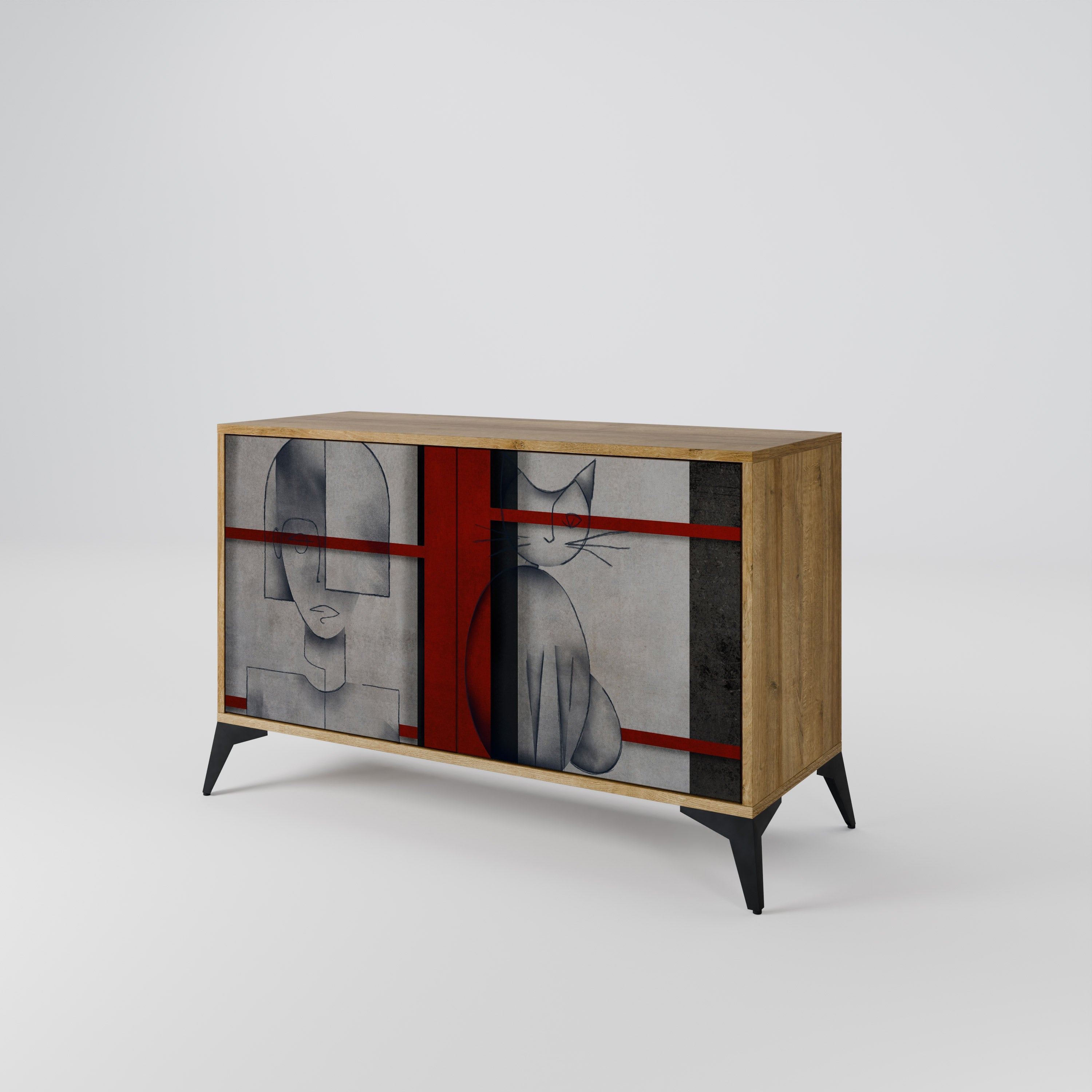 GRAY FIGURES Sideboard mit 2 Türen in Eichenoptik