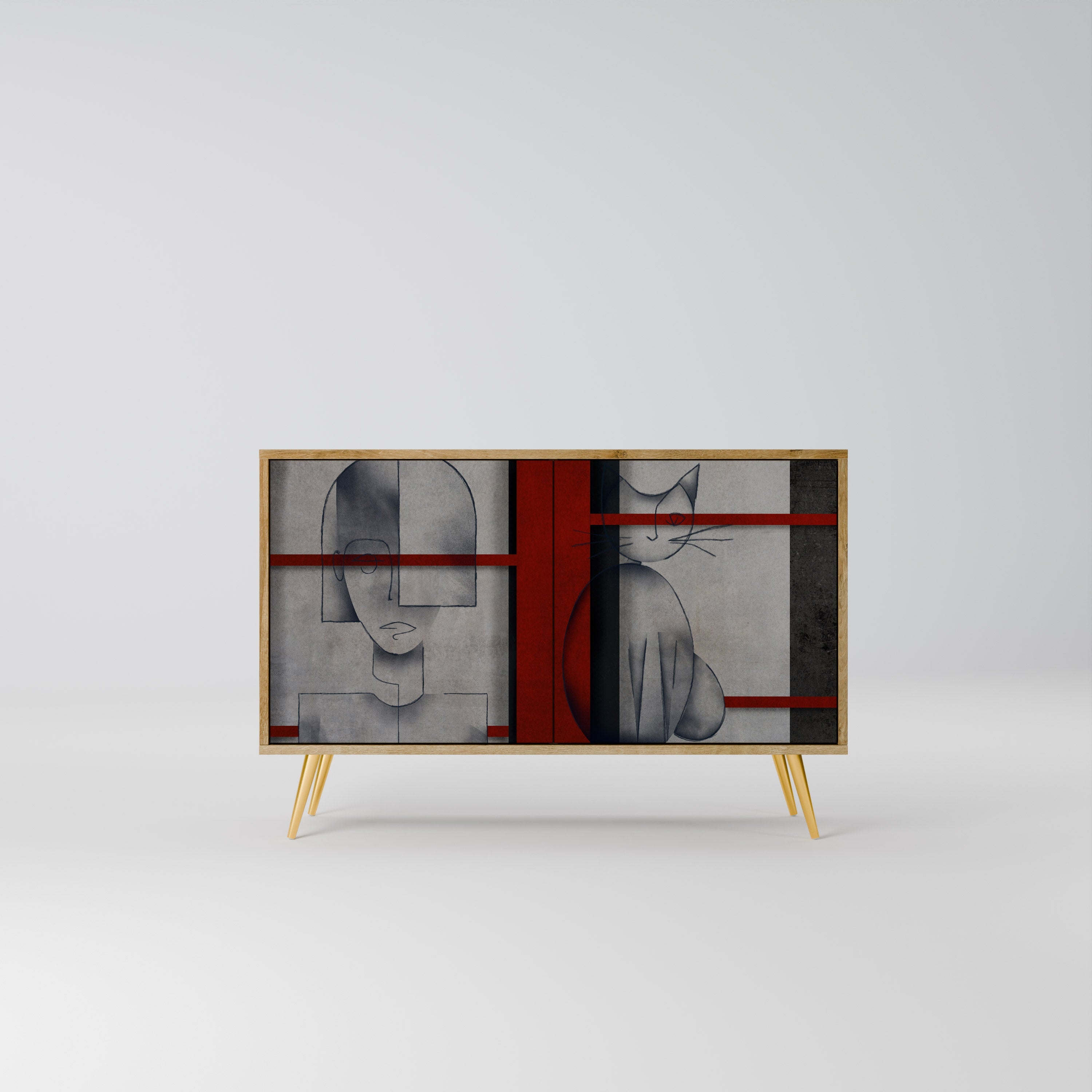 GRAY FIGURES Sideboard mit 2 Türen in Eichenoptik