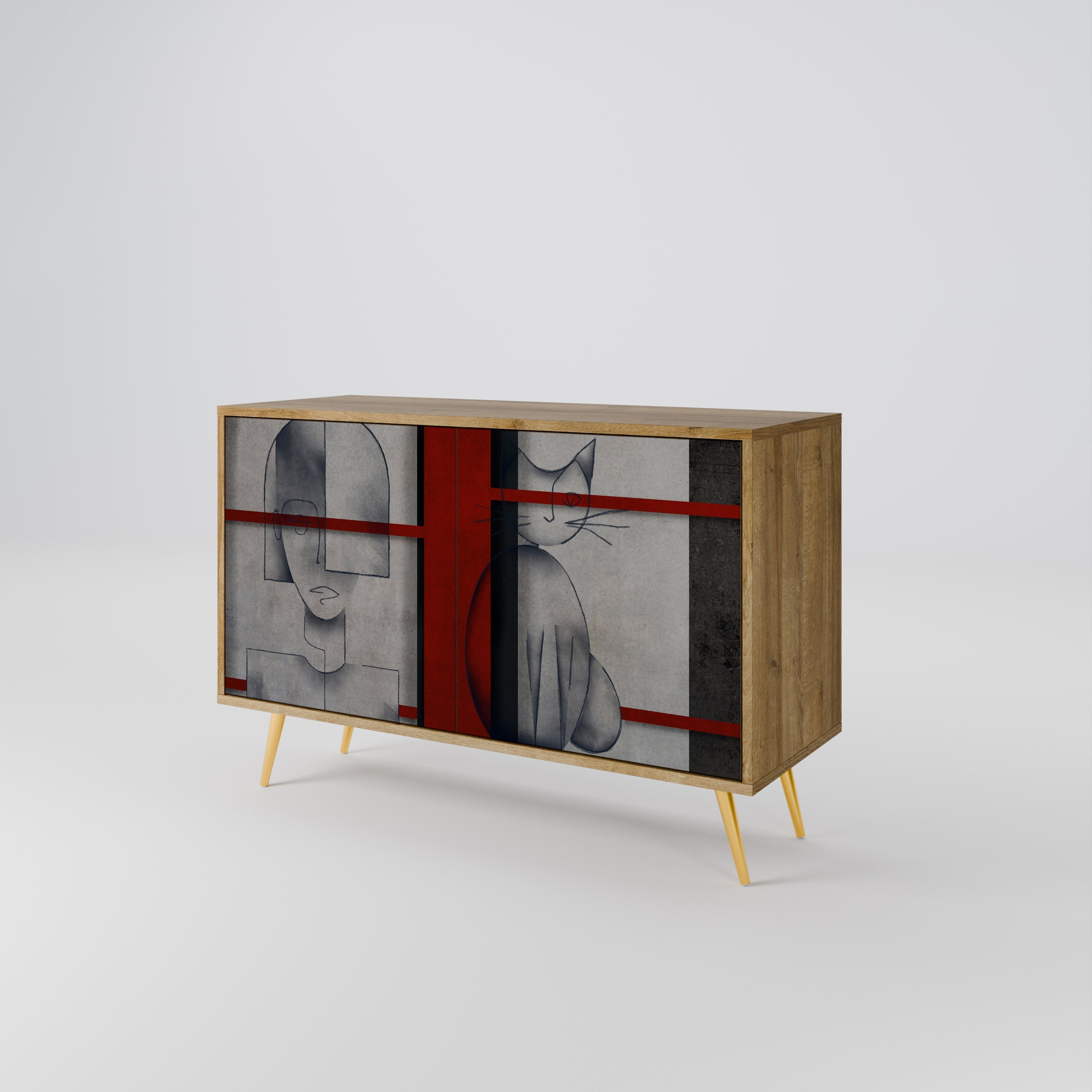 GRAY FIGURES Sideboard mit 2 Türen in Eichenoptik