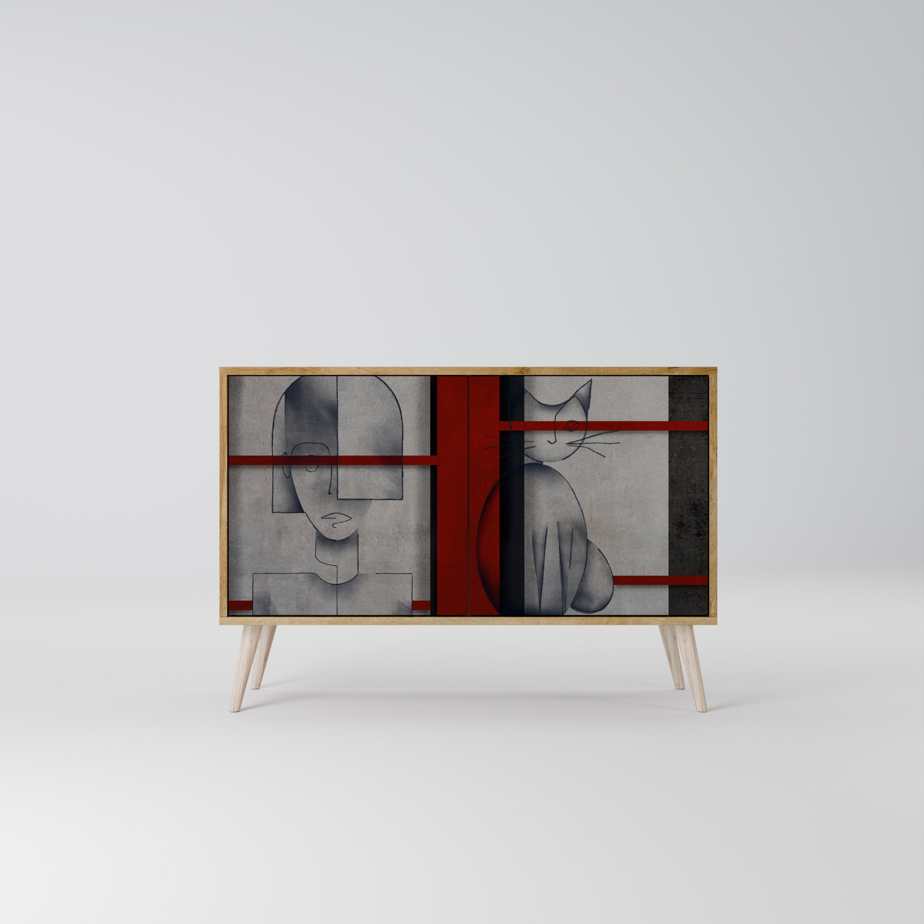 GRAY FIGURES Sideboard mit 2 Türen in Eichenoptik