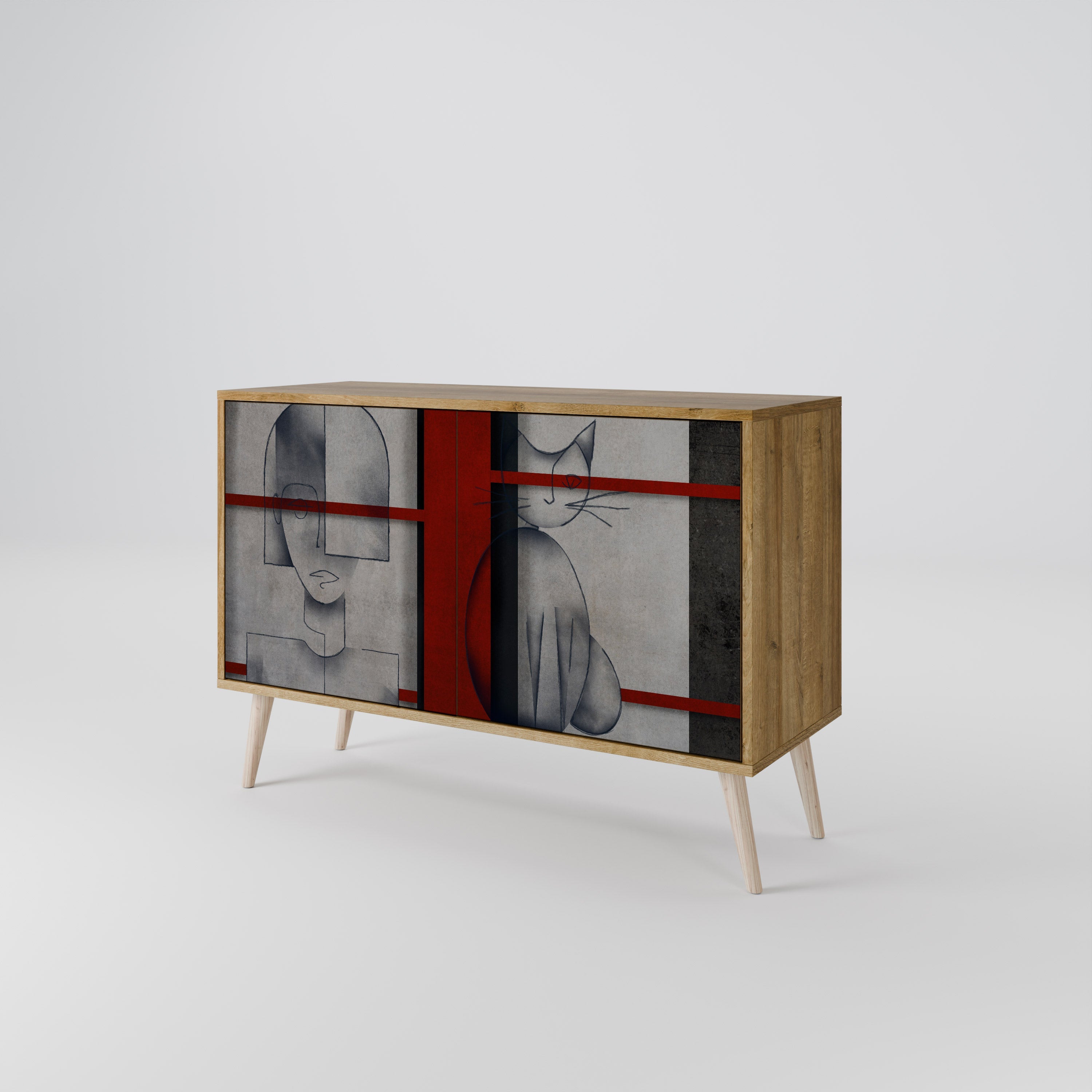 GRAY FIGURES Sideboard mit 2 Türen in Eichenoptik