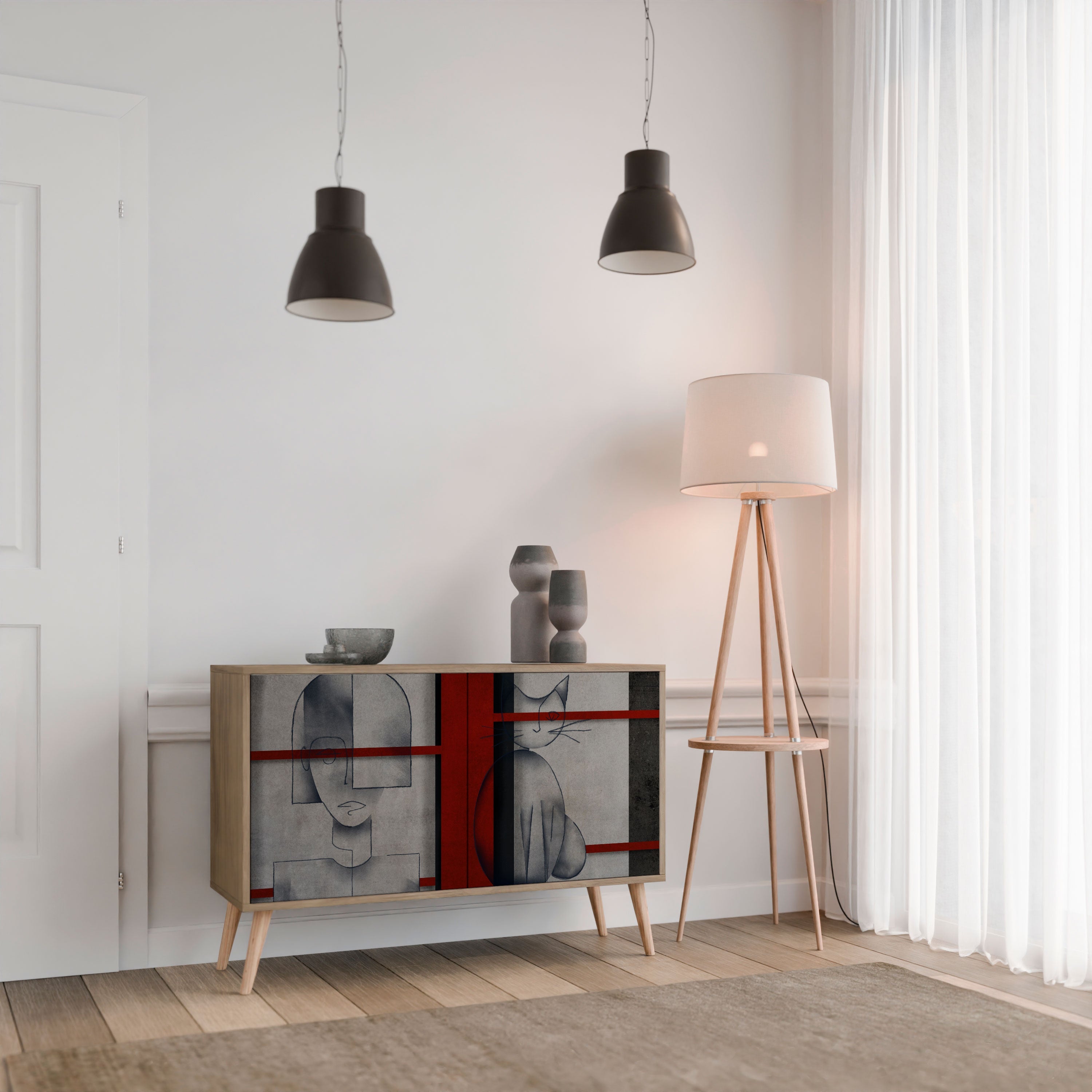 GRAY FIGURES Sideboard mit 2 Türen in Eichenoptik