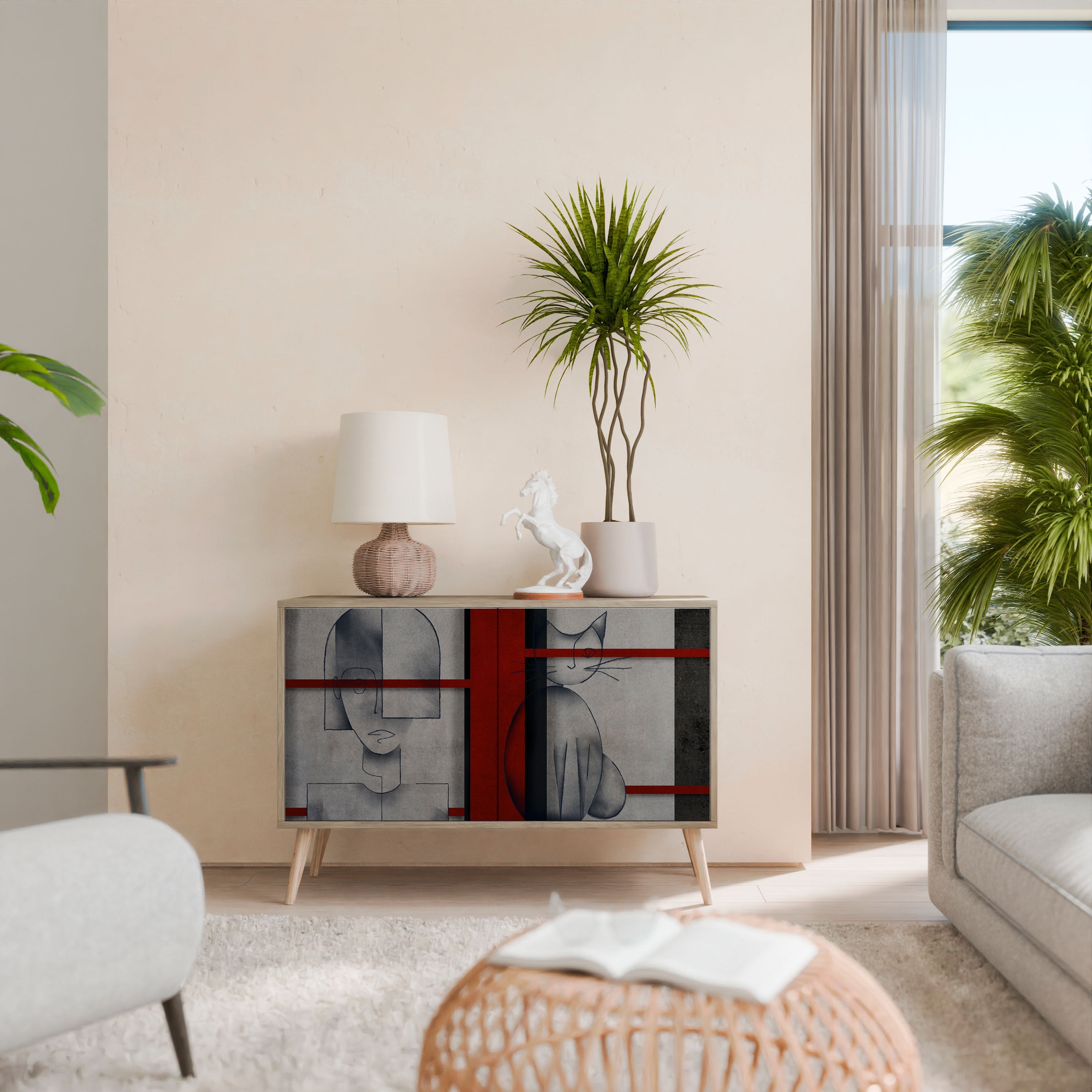 GRAY FIGURES Sideboard mit 2 Türen in Eichenoptik