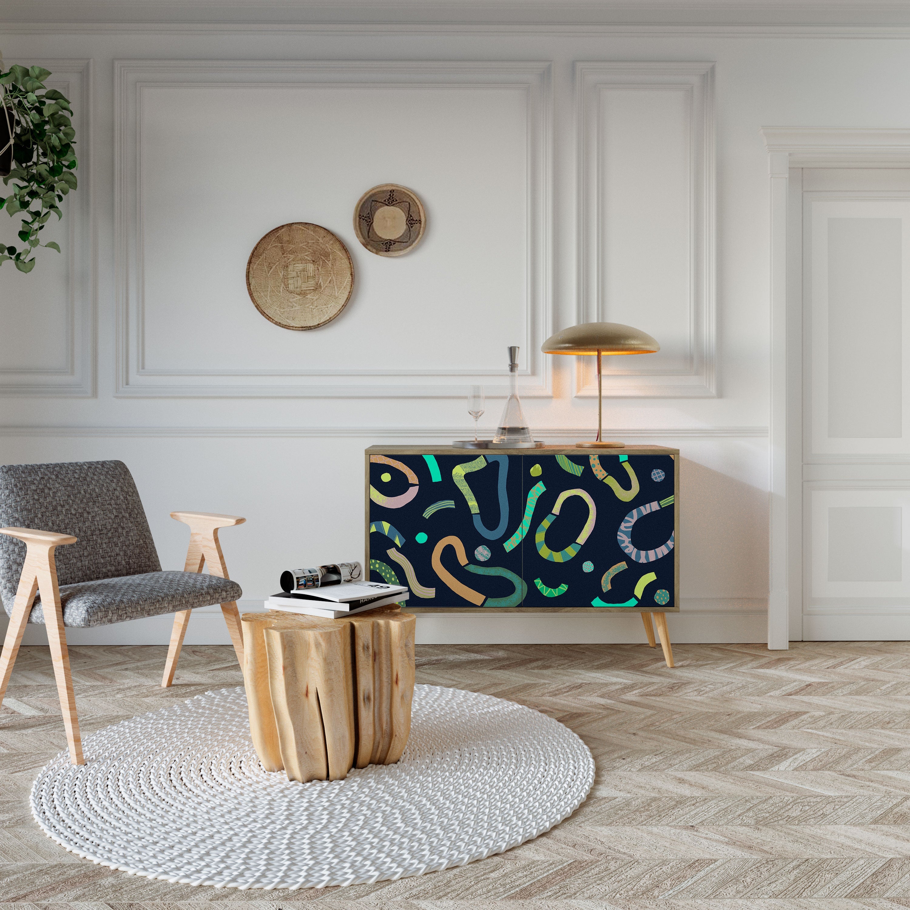 CONTRAST DANCE Sideboard mit 2 Türen in Eichenoptik