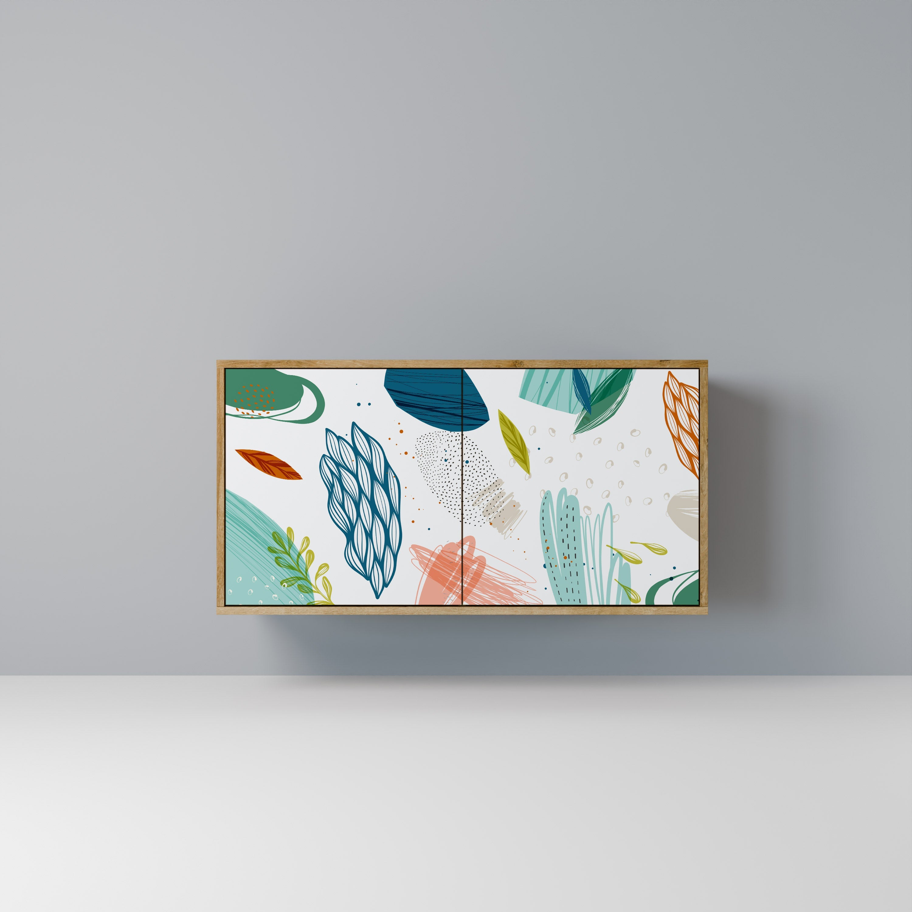 BOTANICAL HURRICANE Sideboard mit 2 Türen in Eichenoptik