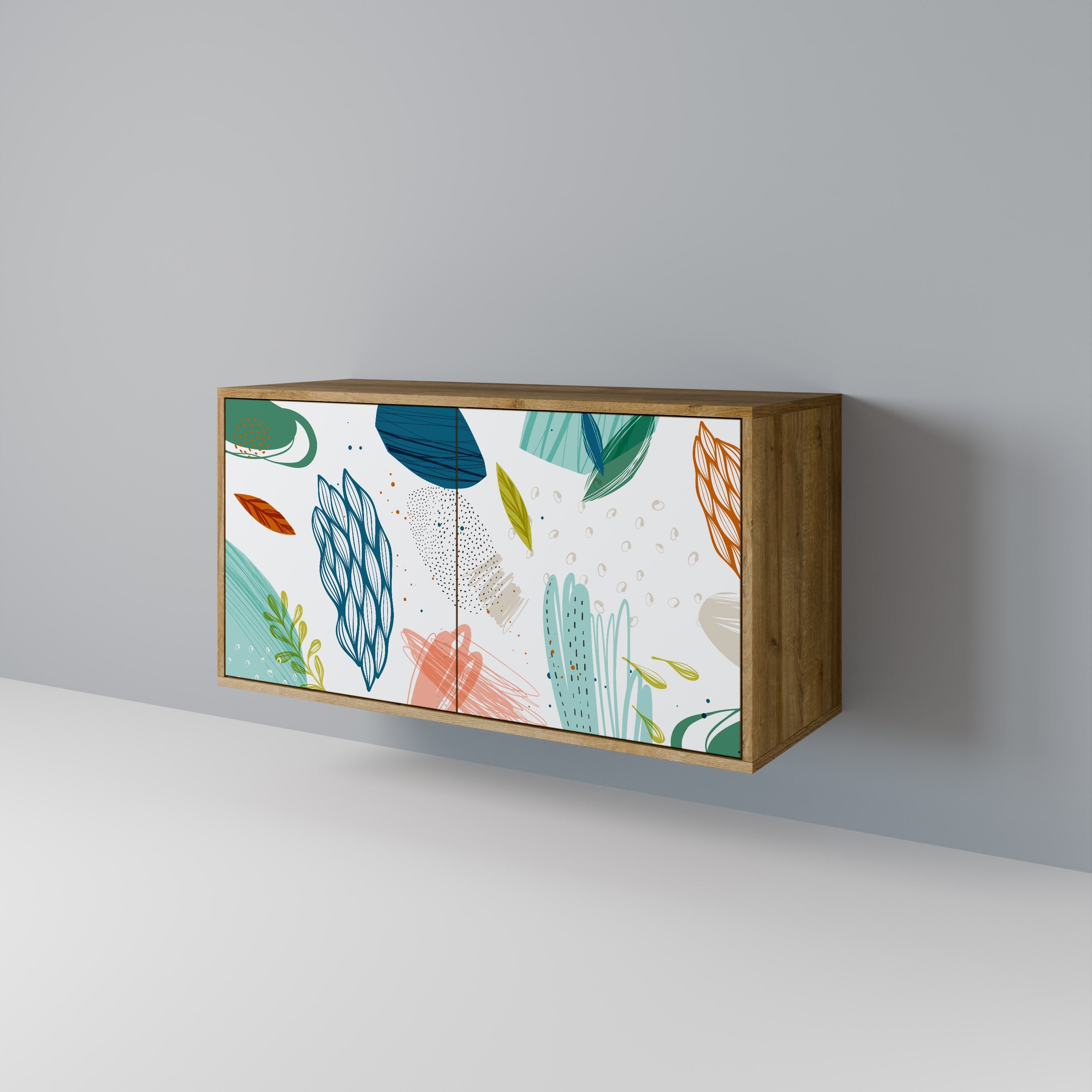 BOTANICAL HURRICANE Sideboard mit 2 Türen in Eichenoptik