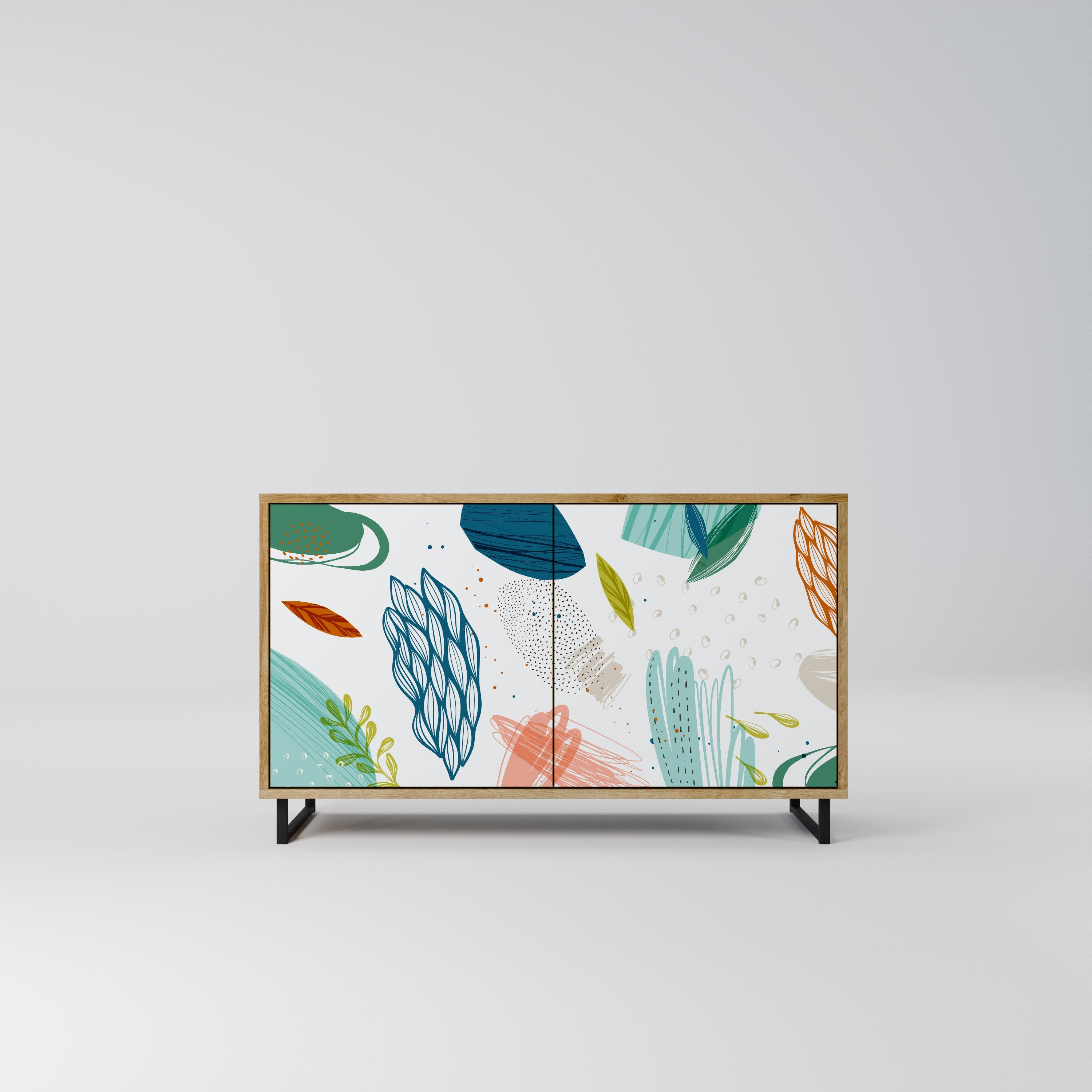 BOTANICAL HURRICANE Sideboard mit 2 Türen in Eichenoptik
