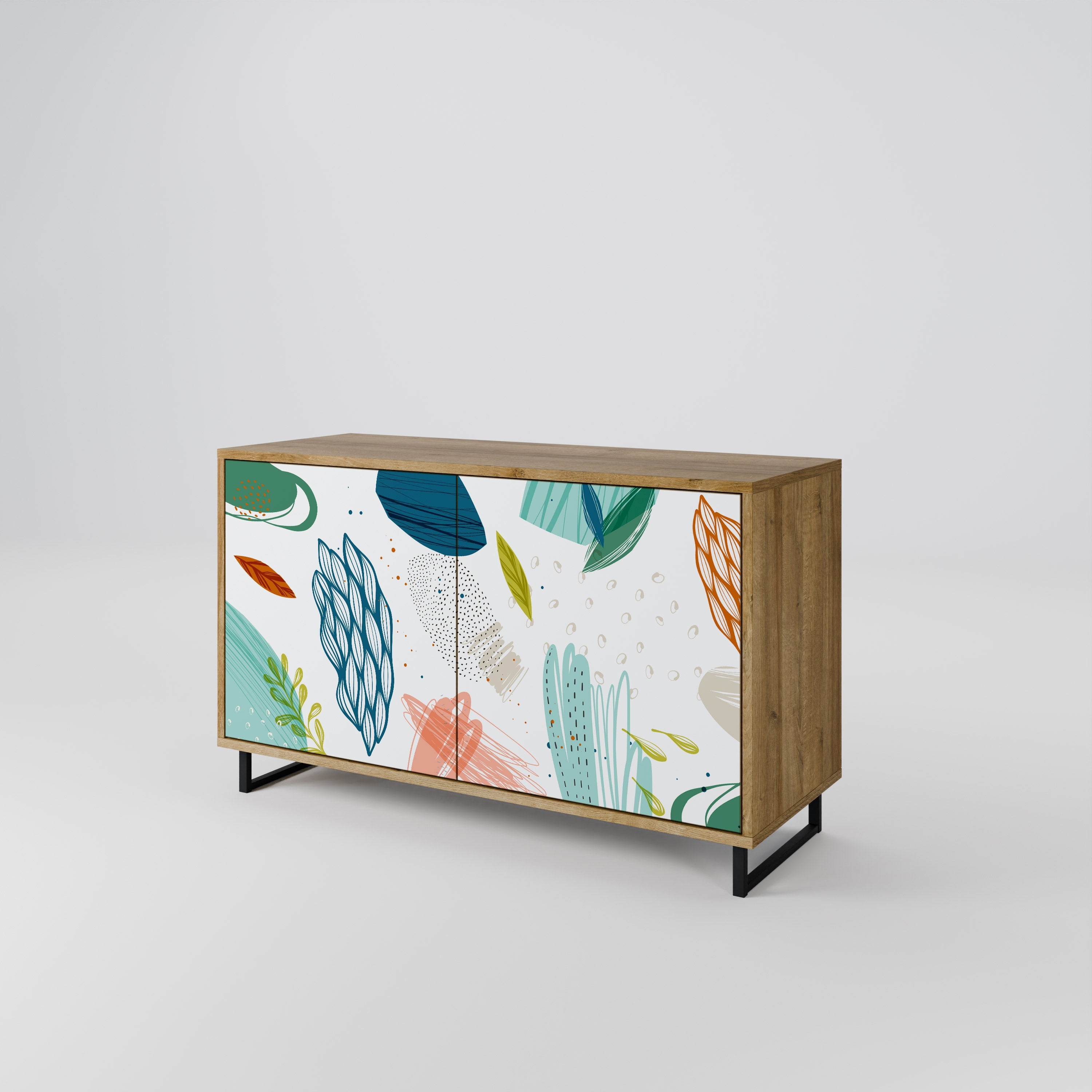 BOTANICAL HURRICANE Sideboard mit 2 Türen in Eichenoptik