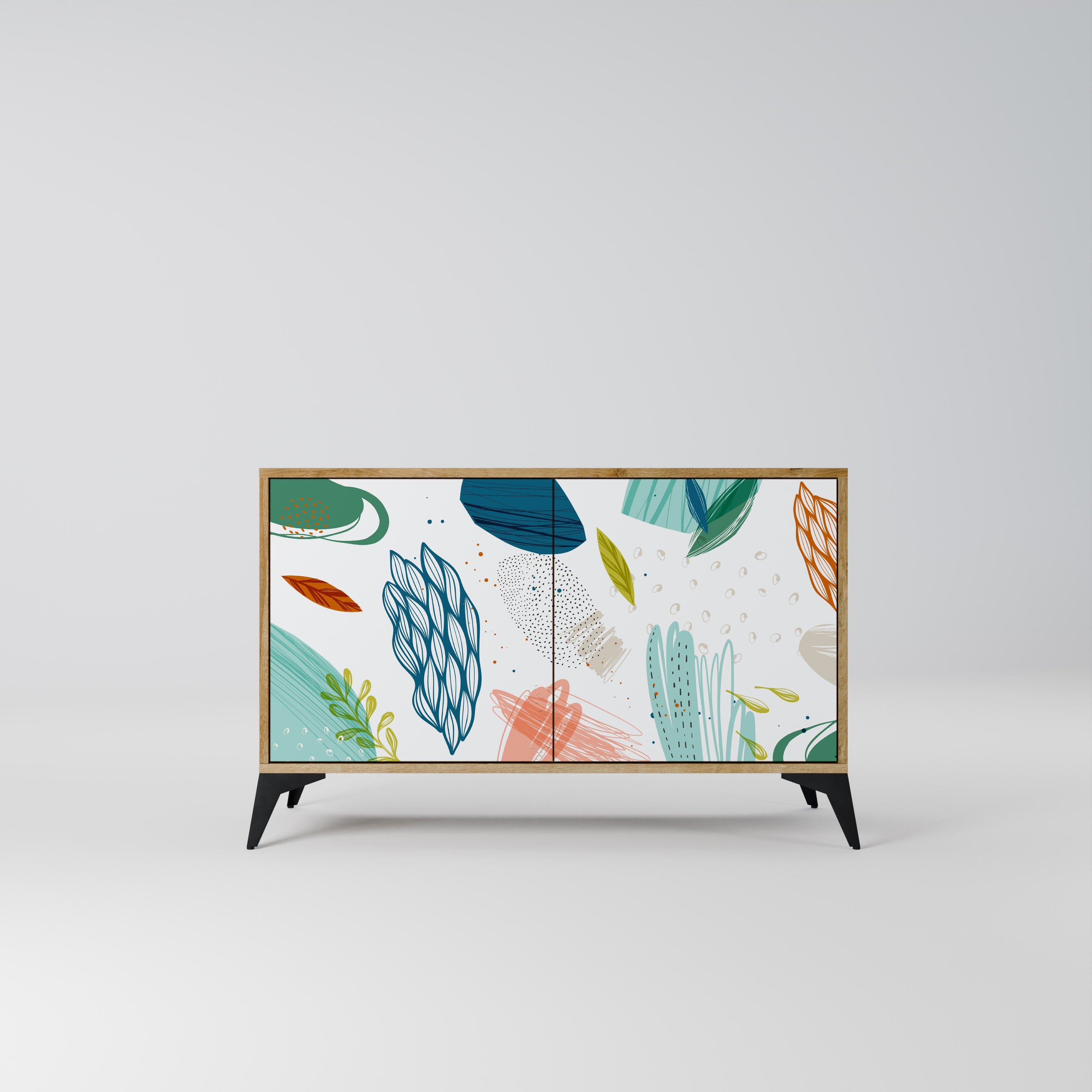 BOTANICAL HURRICANE Sideboard mit 2 Türen in Eichenoptik