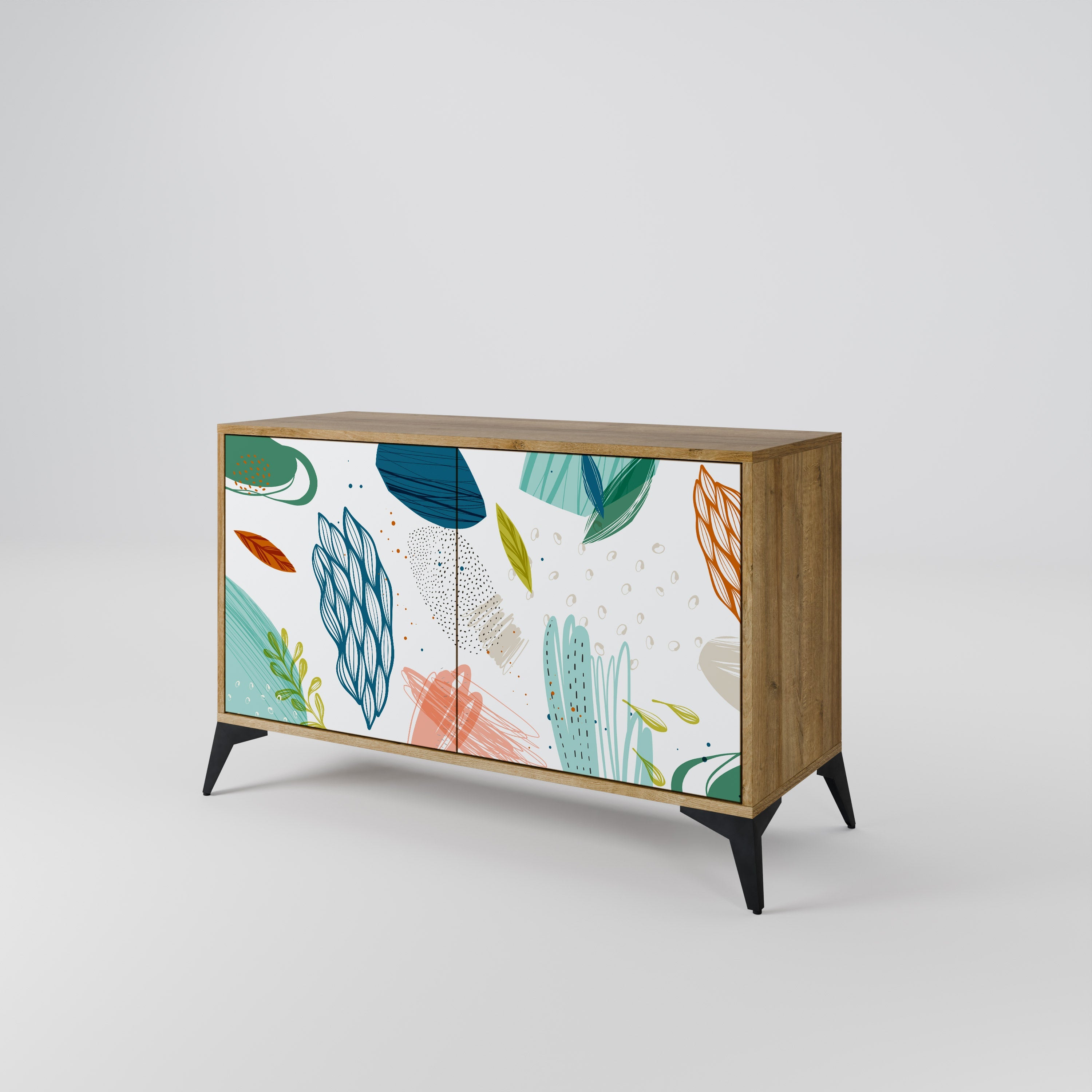 BOTANICAL HURRICANE Sideboard mit 2 Türen in Eichenoptik