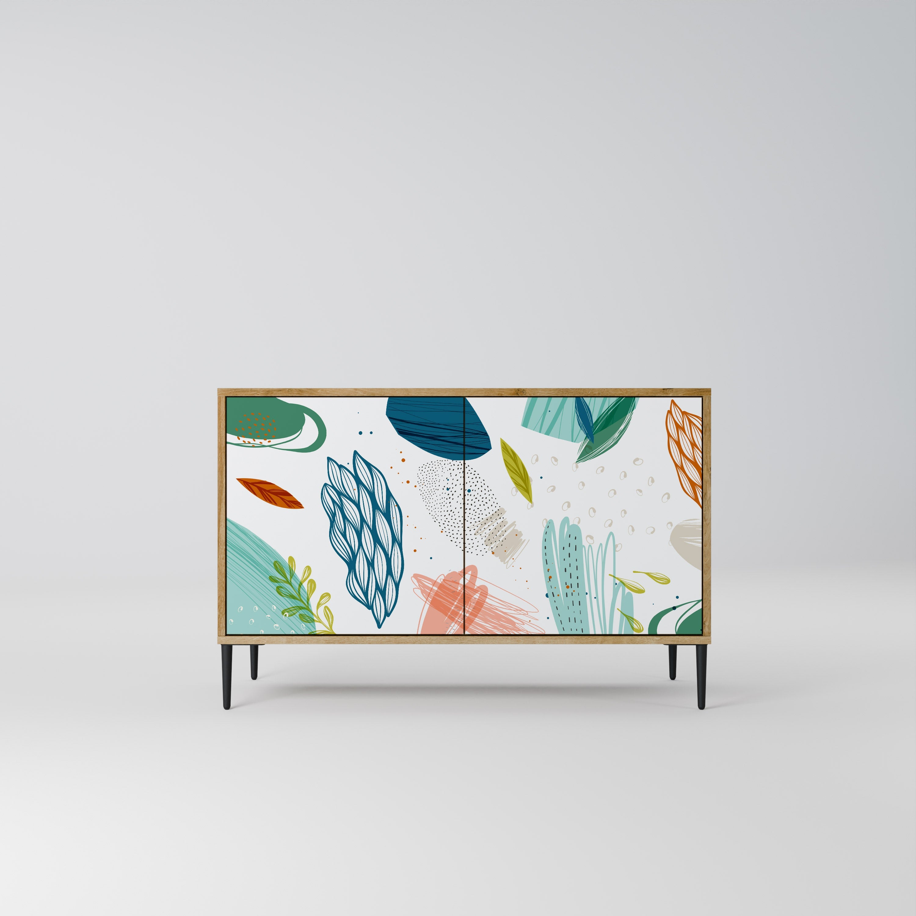 BOTANICAL HURRICANE Sideboard mit 2 Türen in Eichenoptik