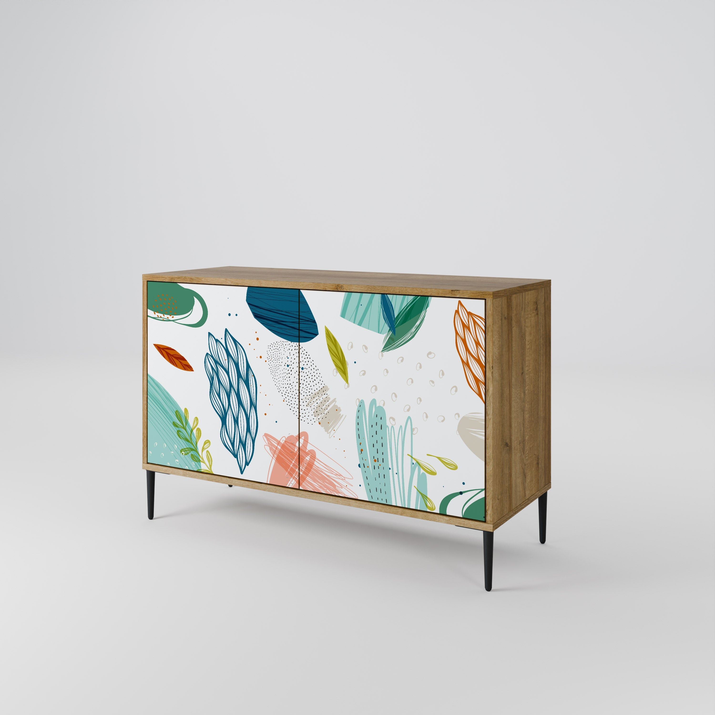 BOTANICAL HURRICANE Sideboard mit 2 Türen in Eichenoptik