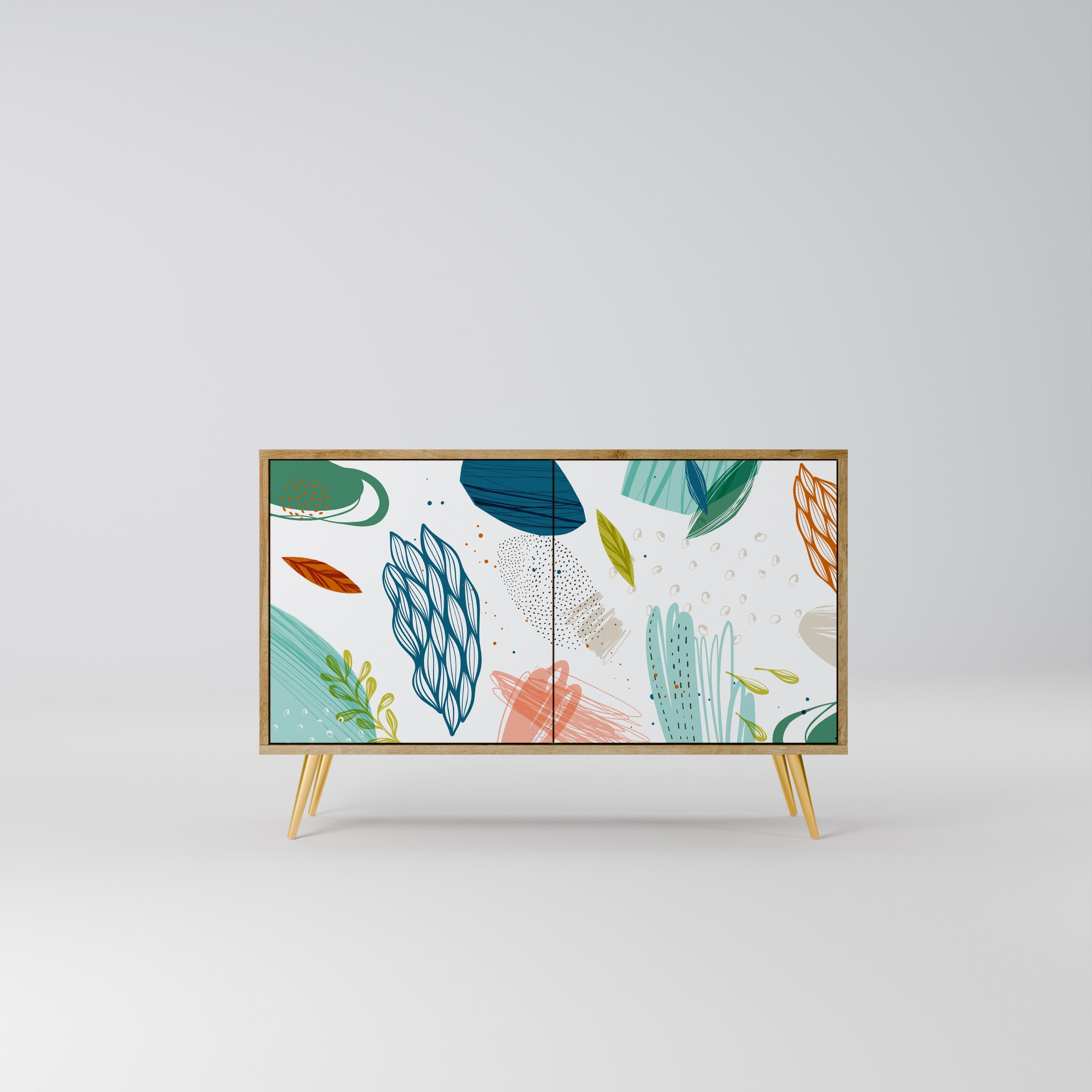 BOTANICAL HURRICANE Sideboard mit 2 Türen in Eichenoptik