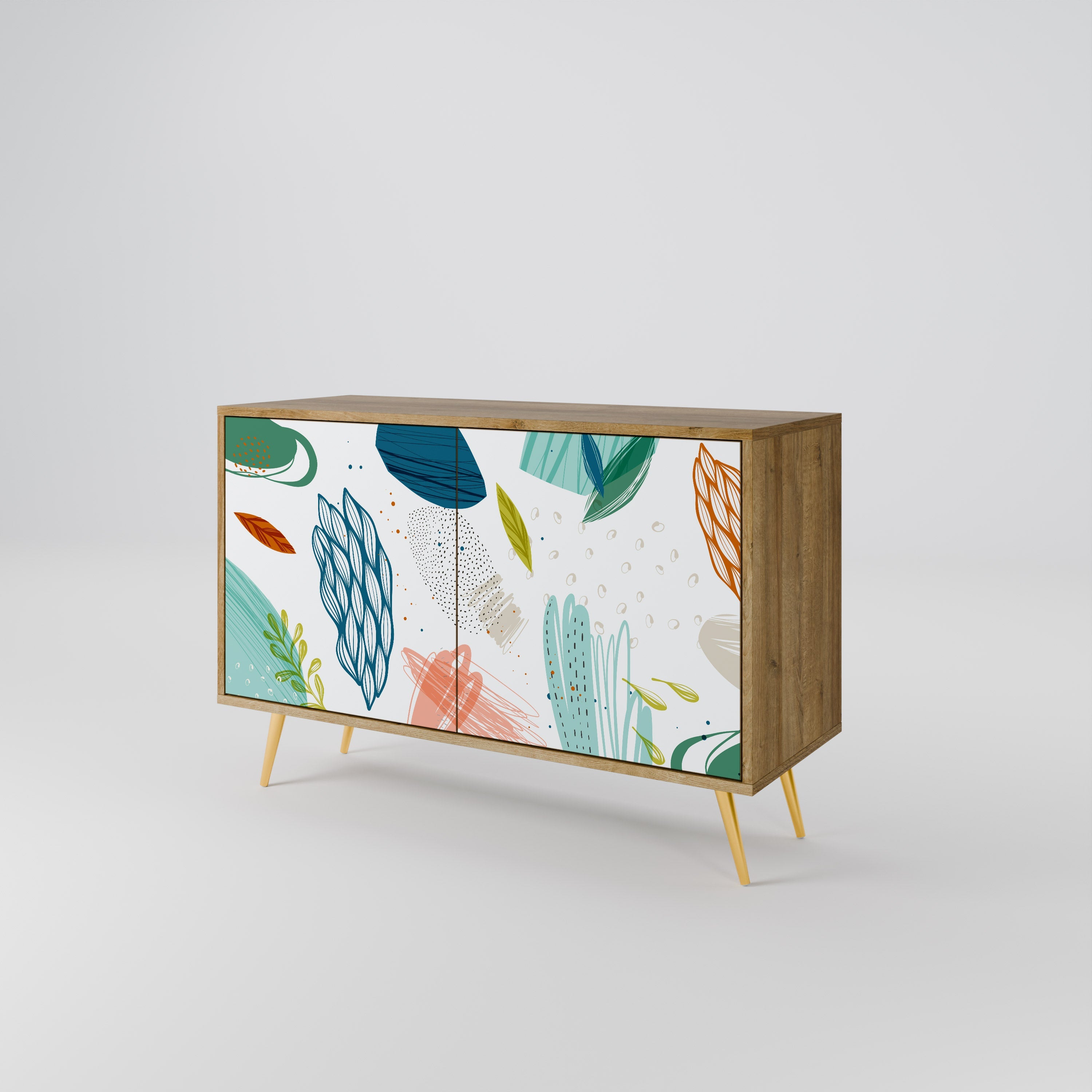 BOTANICAL HURRICANE Sideboard mit 2 Türen in Eichenoptik