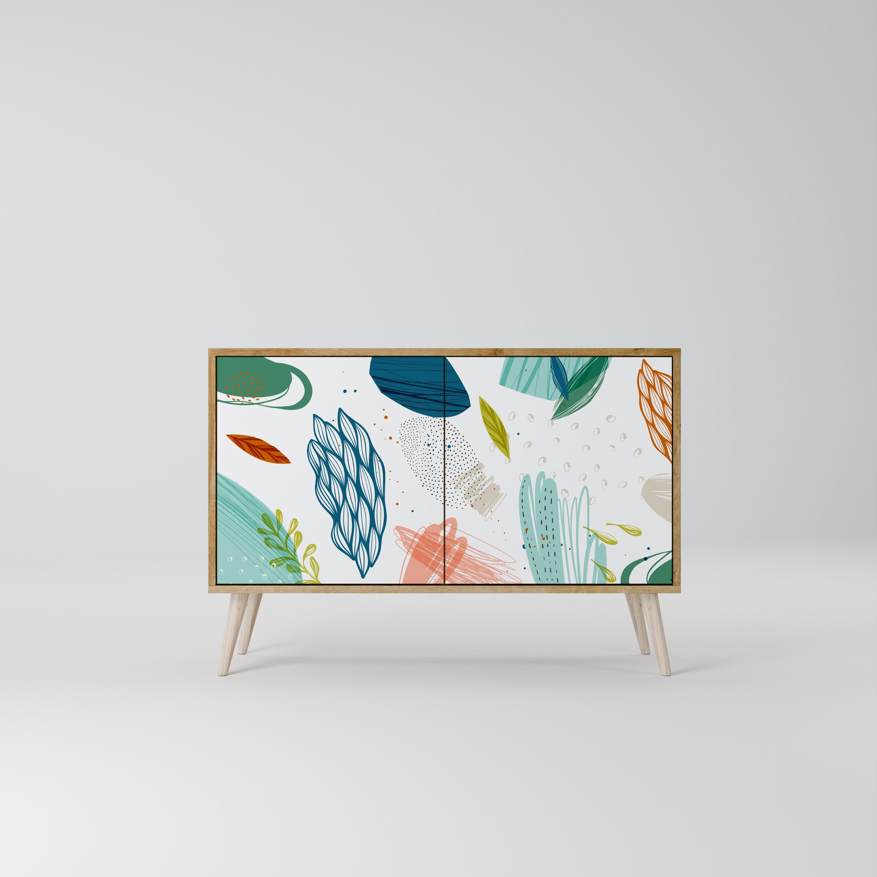 BOTANICAL HURRICANE Sideboard mit 2 Türen in Eichenoptik