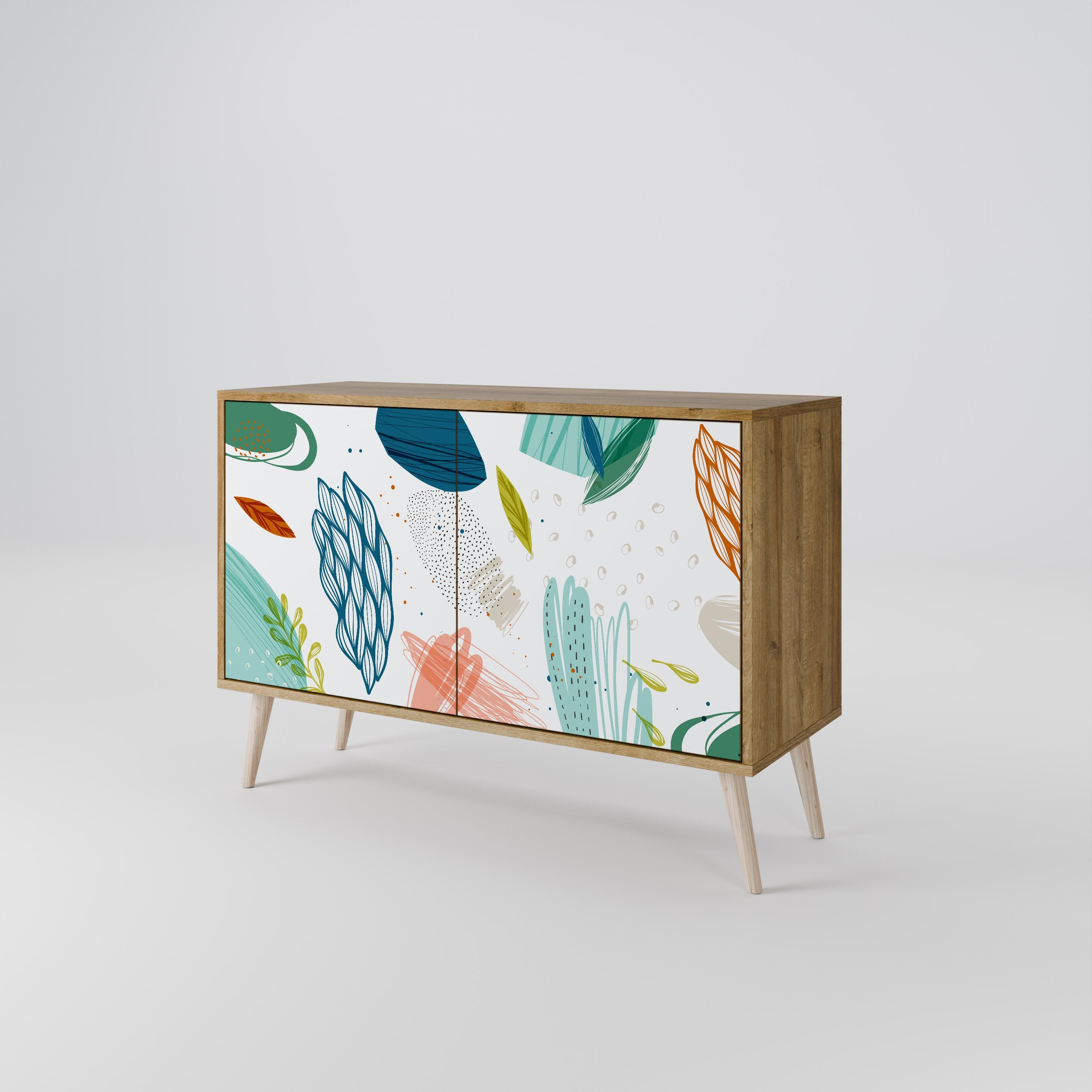BOTANICAL HURRICANE Sideboard mit 2 Türen in Eichenoptik