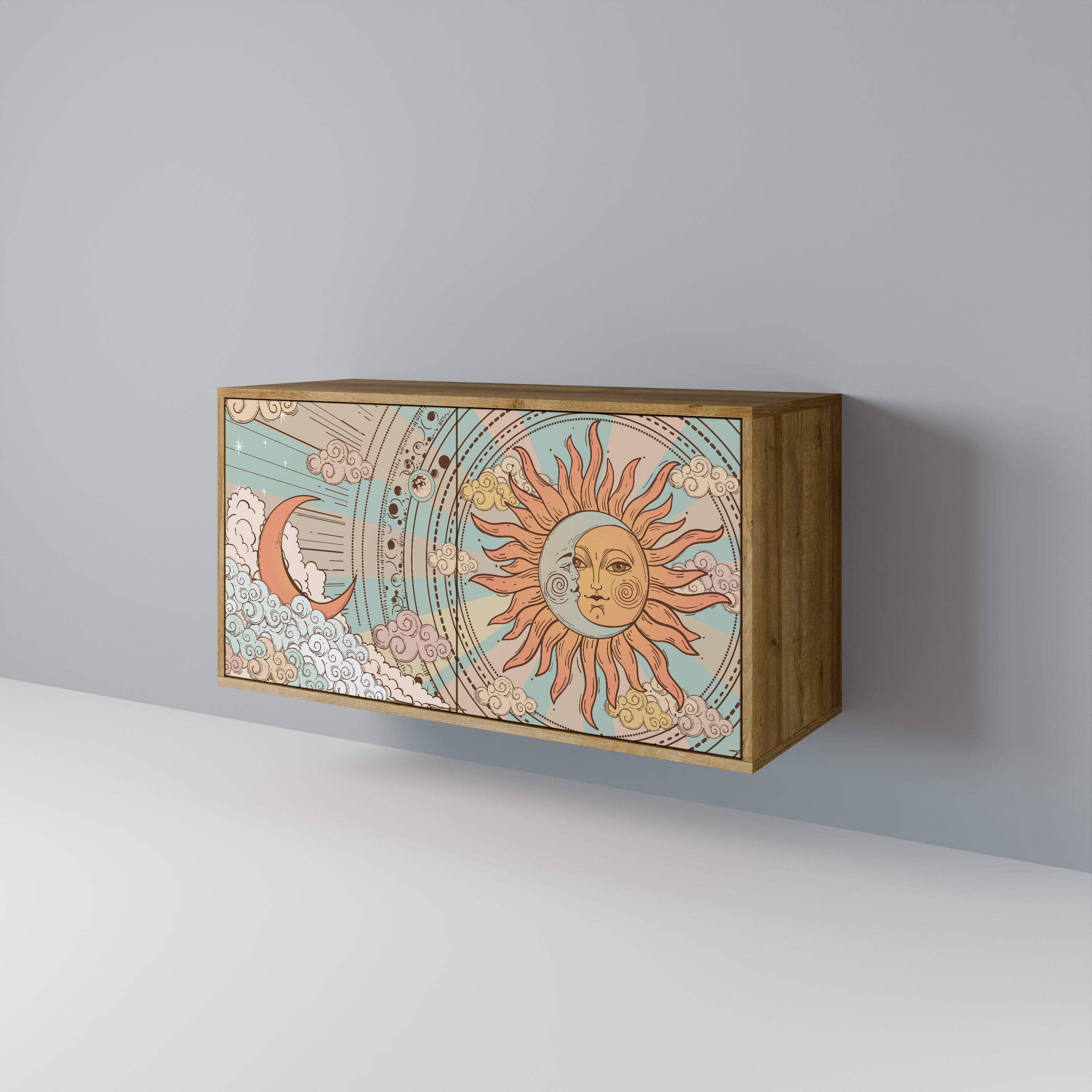 MYSTICAL STRUCTURE Sideboard mit 2 Türen in Eichenoptik