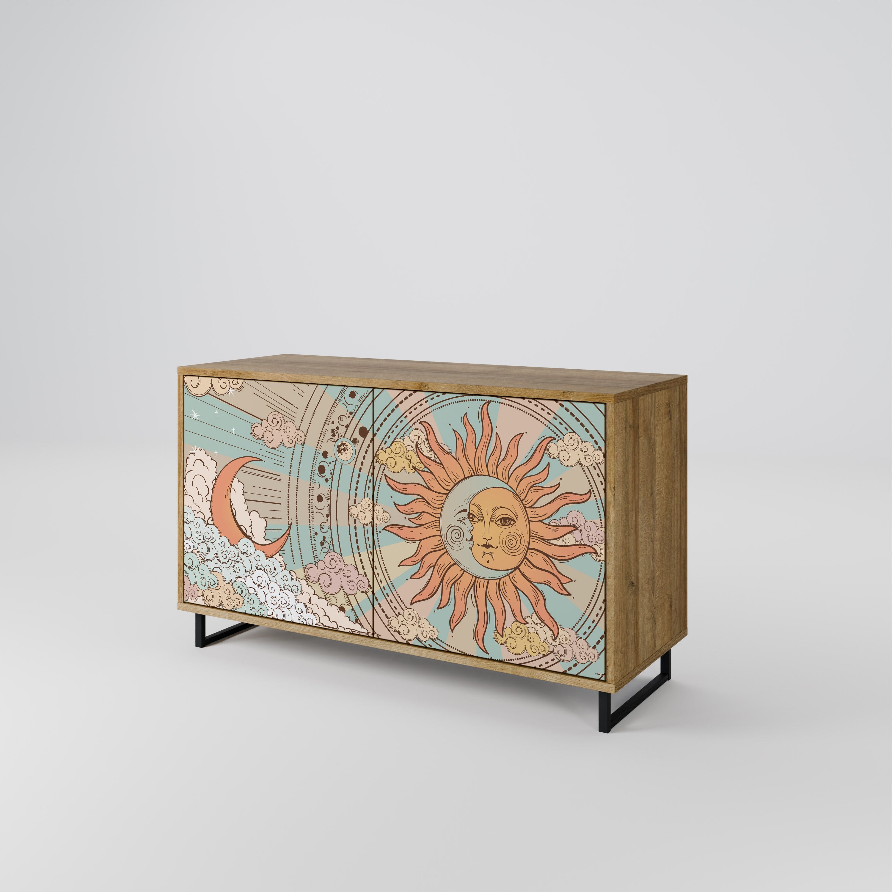 MYSTICAL STRUCTURE Sideboard mit 2 Türen in Eichenoptik