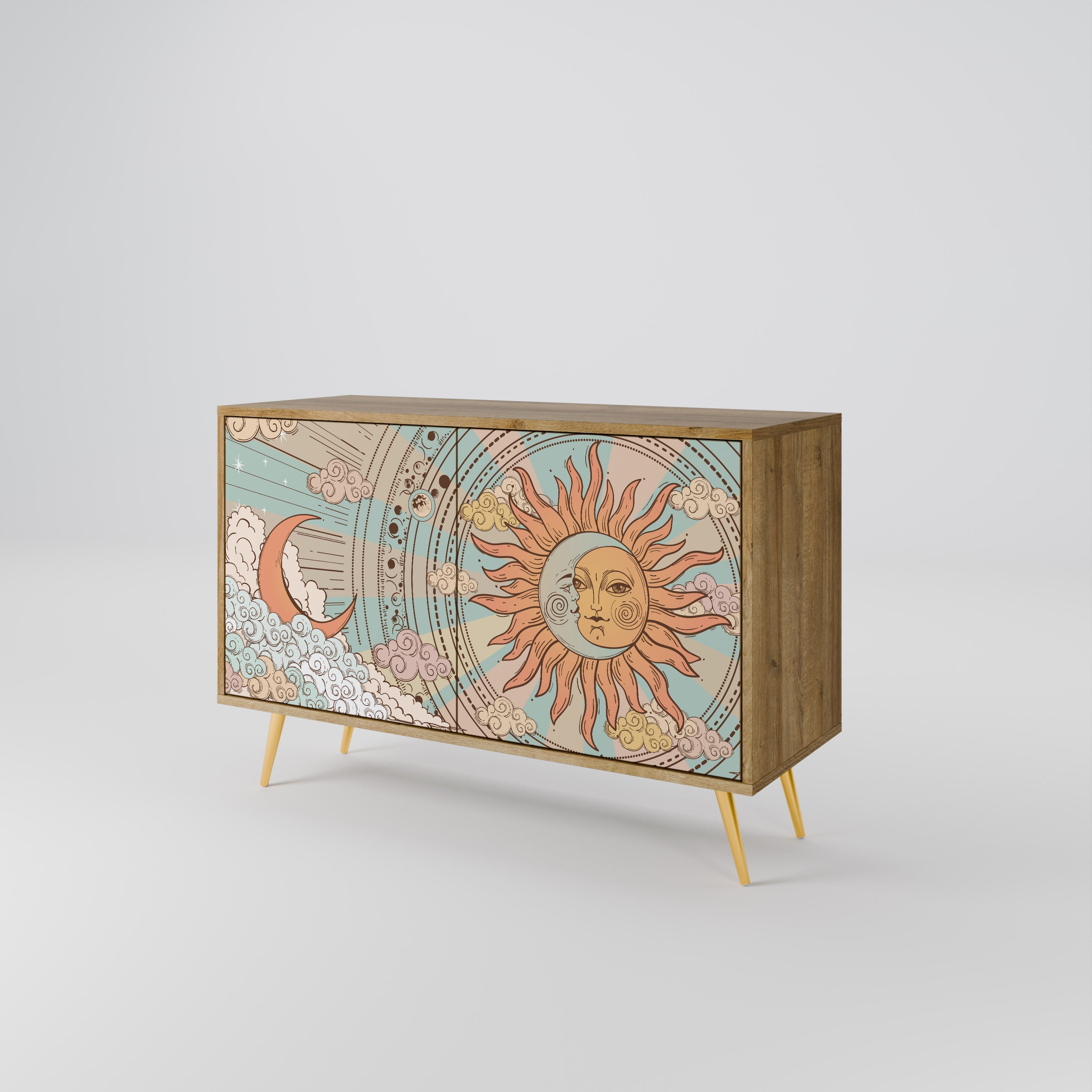 MYSTICAL STRUCTURE Sideboard mit 2 Türen in Eichenoptik