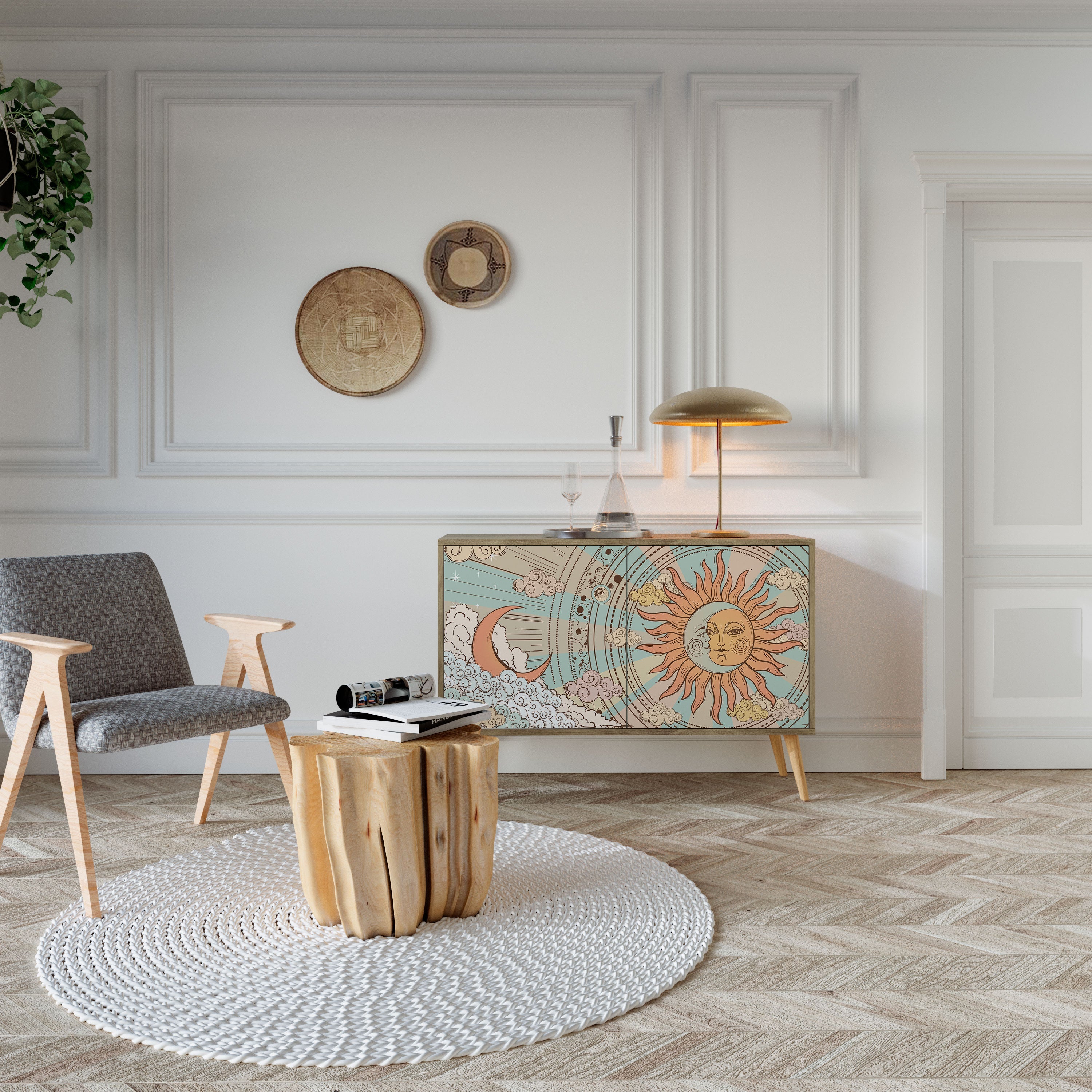 MYSTICAL STRUCTURE Sideboard mit 2 Türen in Eichenoptik