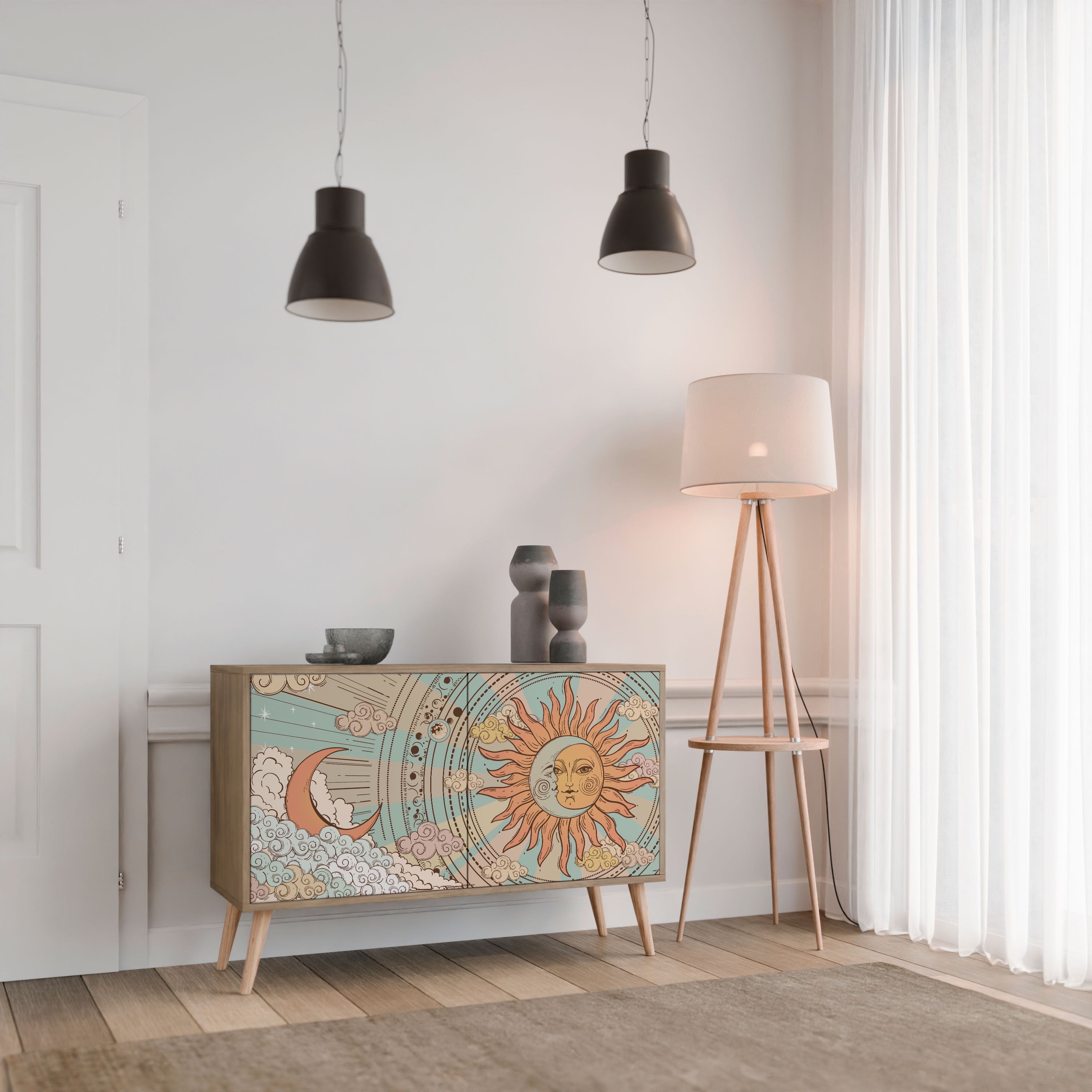 MYSTICAL STRUCTURE Sideboard mit 2 Türen in Eichenoptik