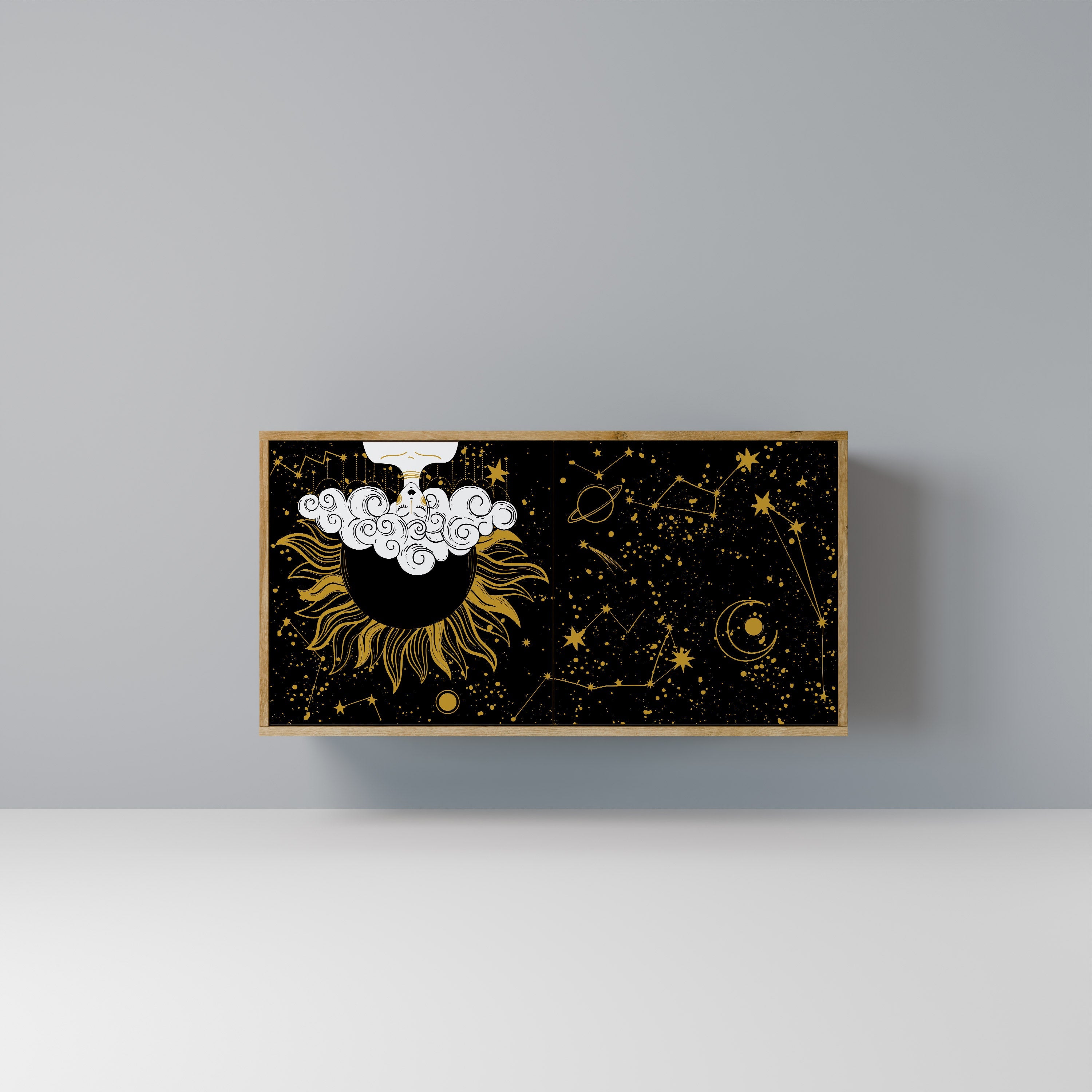 STELLAR CONSTELLATIONS Sideboard mit 2 Türen in Eichenoptik