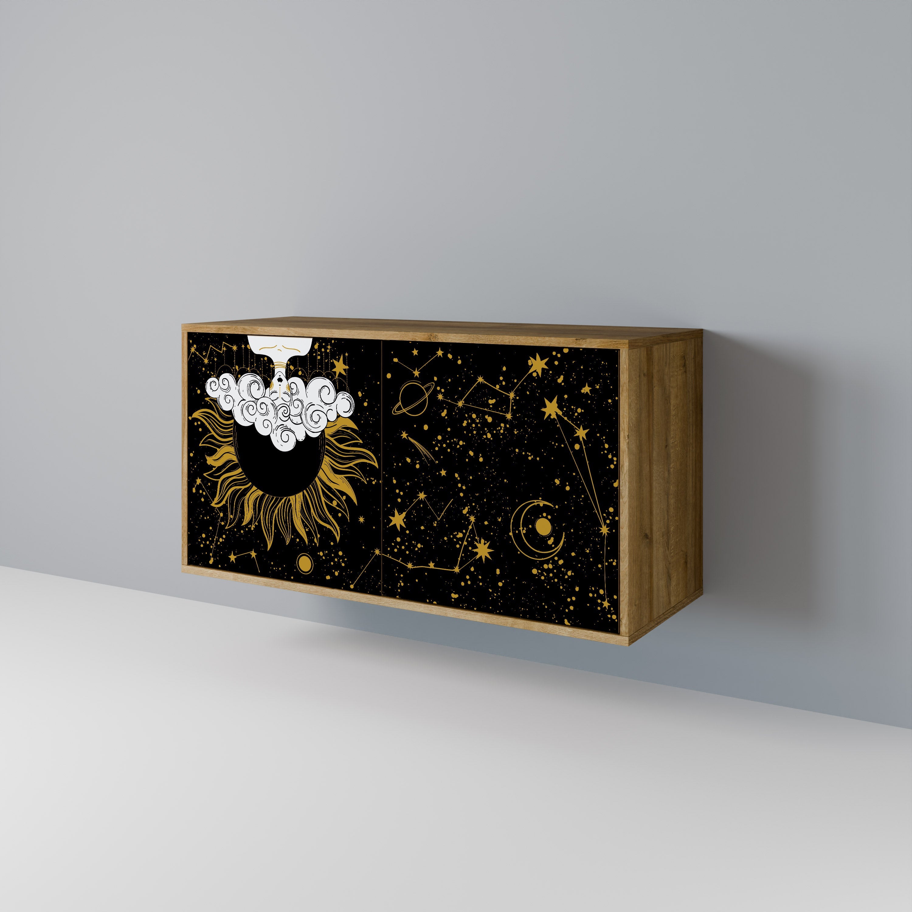 STELLAR CONSTELLATIONS Sideboard mit 2 Türen in Eichenoptik