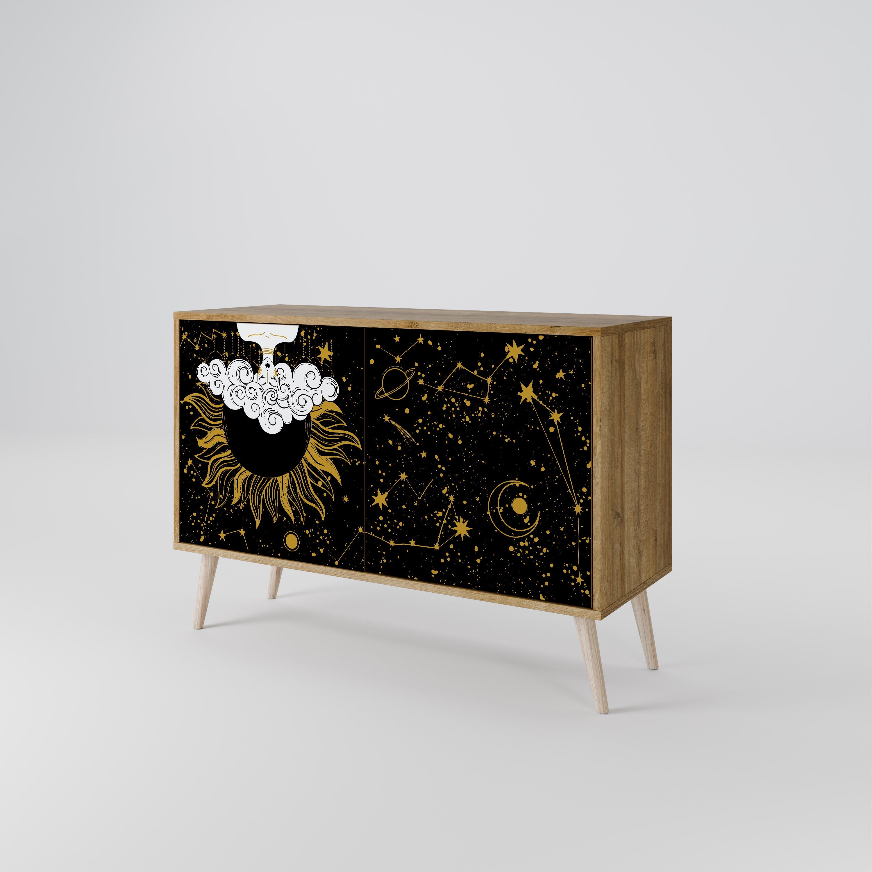 STELLAR CONSTELLATIONS Sideboard mit 2 Türen in Eichenoptik