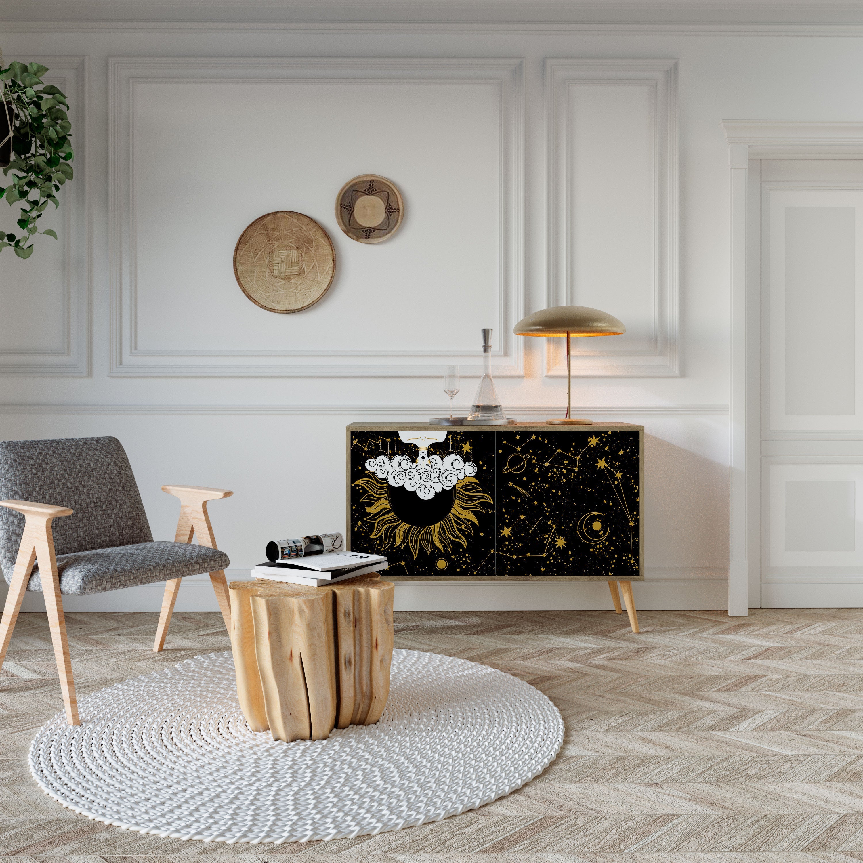 STELLAR CONSTELLATIONS Sideboard mit 2 Türen in Eichenoptik