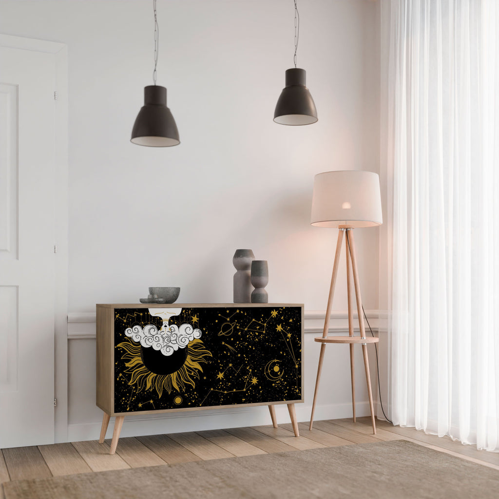STELLAR CONSTELLATIONS Sideboard mit 2 Türen in Eichenoptik