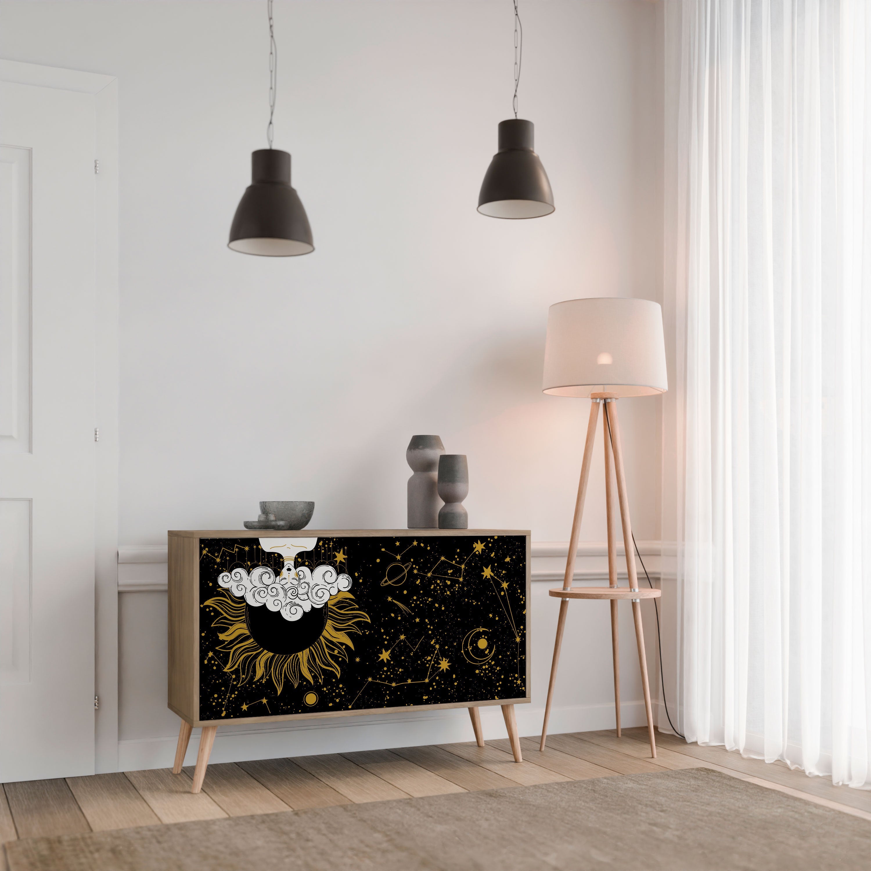 STELLAR CONSTELLATIONS Sideboard mit 2 Türen in Eichenoptik