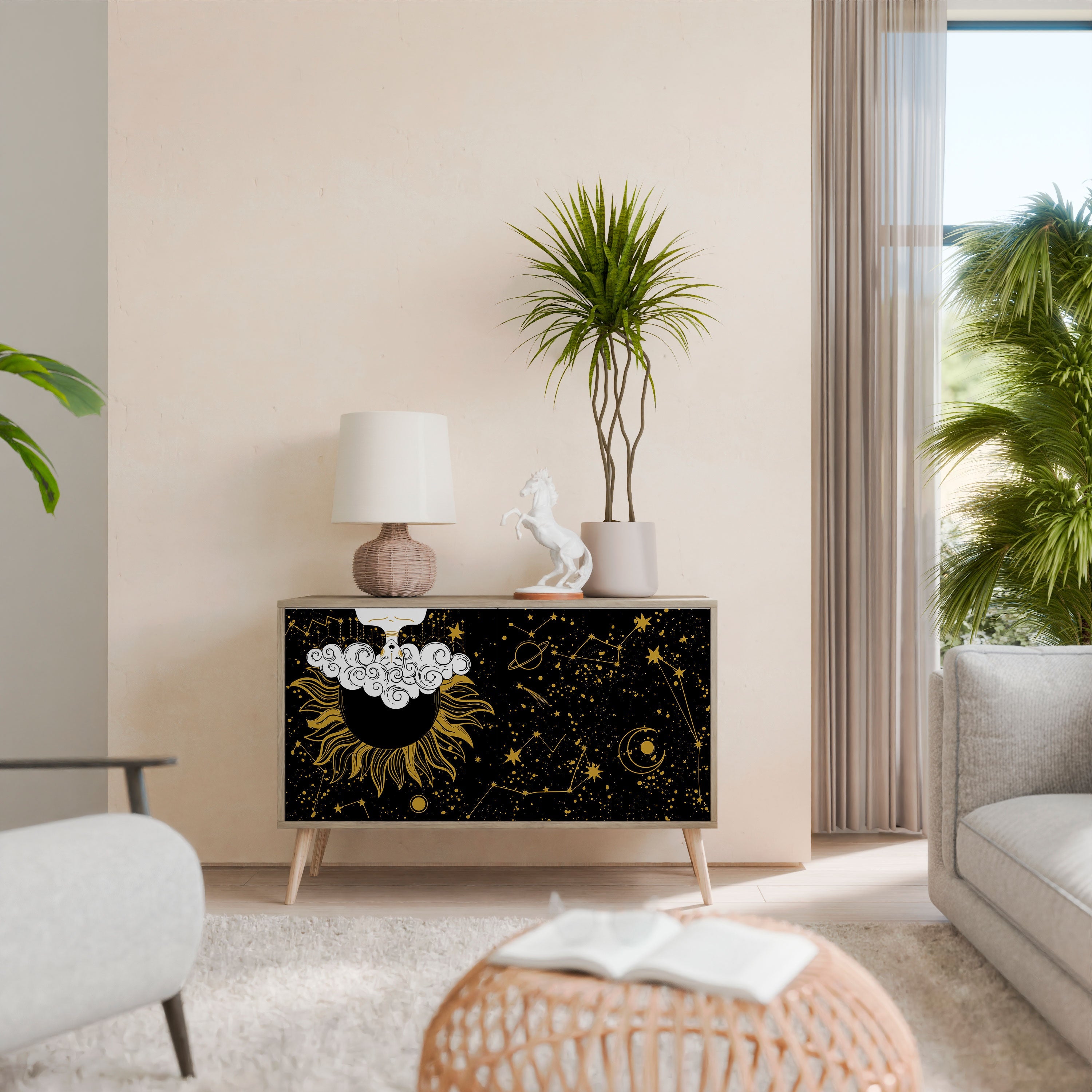 STELLAR CONSTELLATIONS Sideboard mit 2 Türen in Eichenoptik