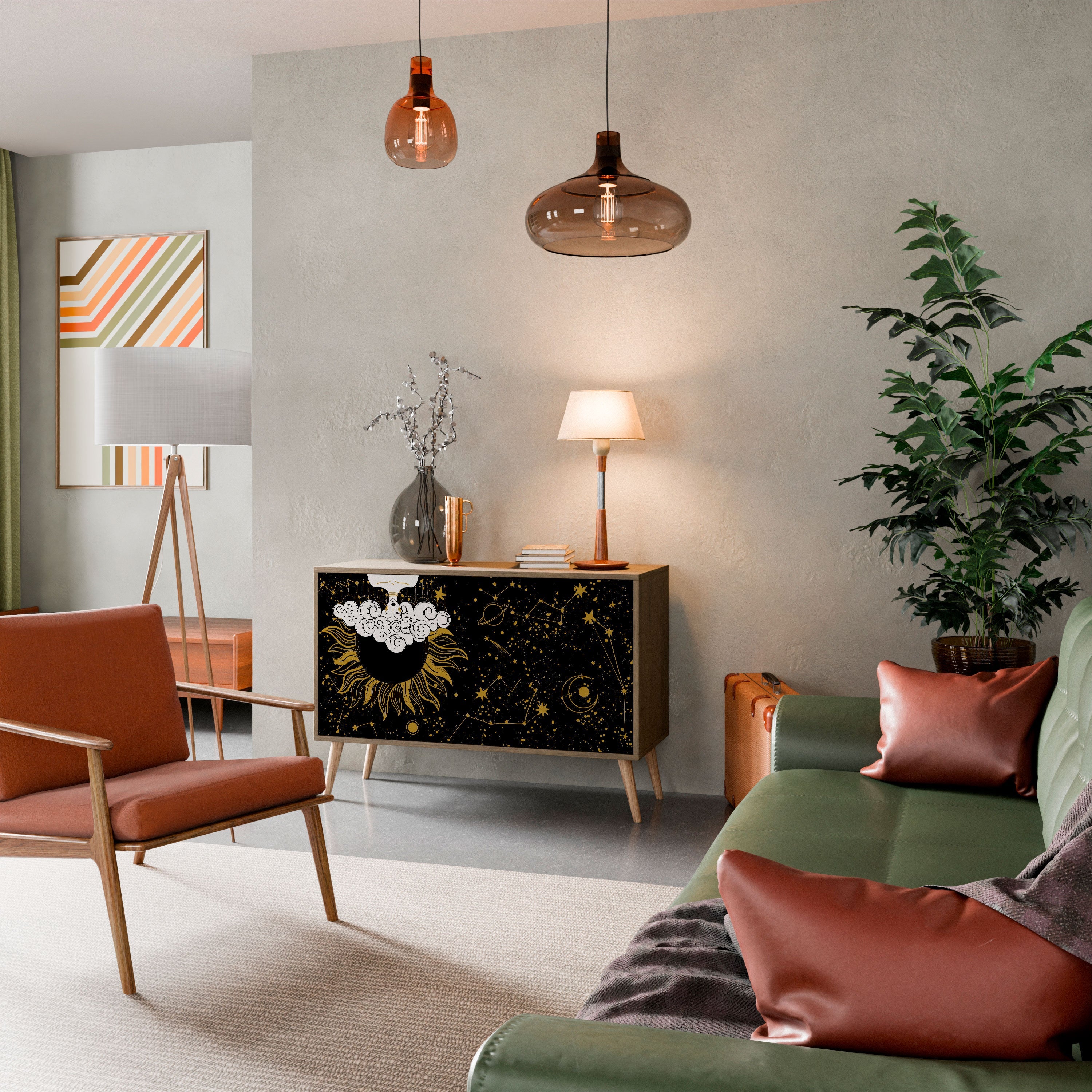STELLAR CONSTELLATIONS Sideboard mit 2 Türen in Eichenoptik