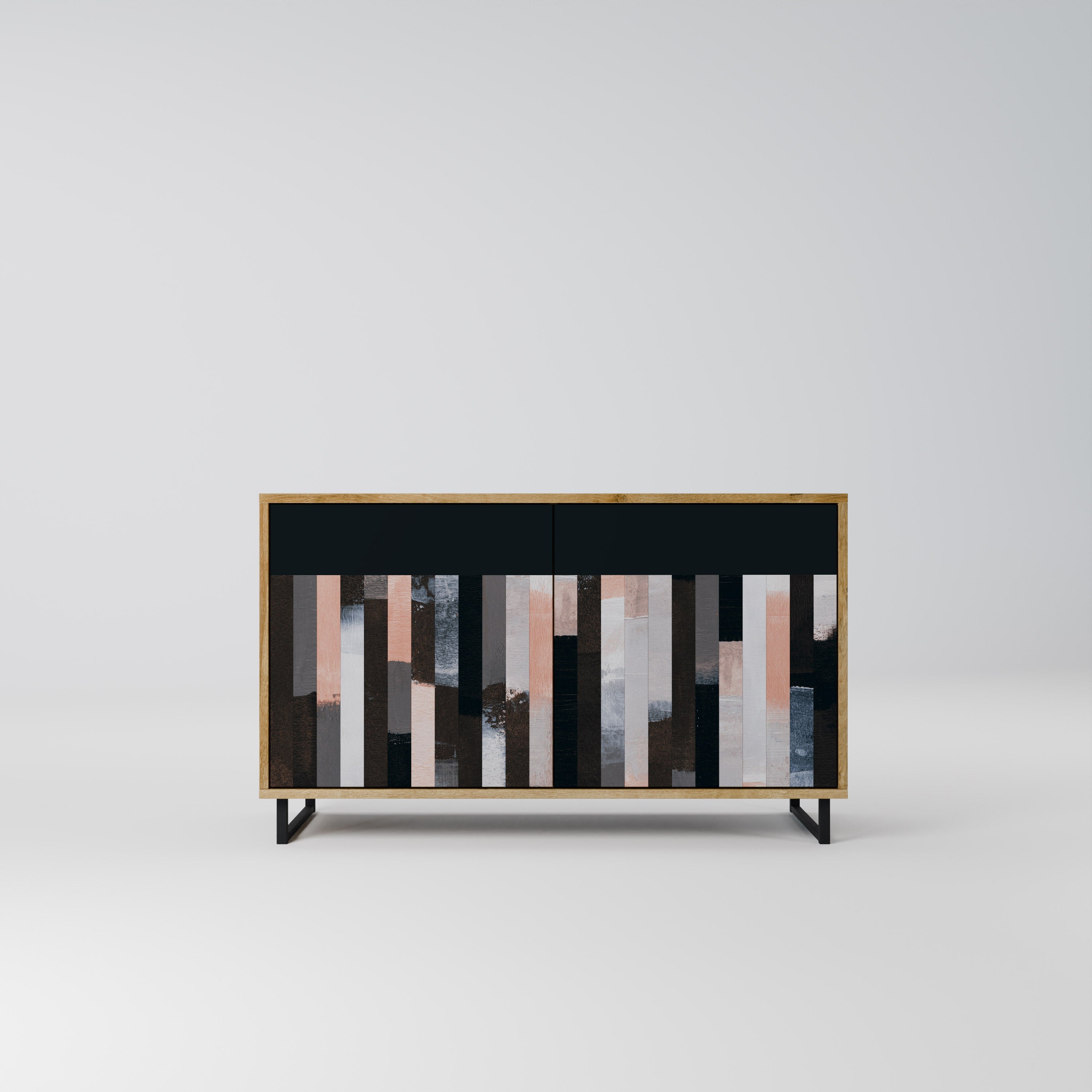 COLLAGE OF RECTANGLES Sideboard mit 2 Türen in Eichenoptik
