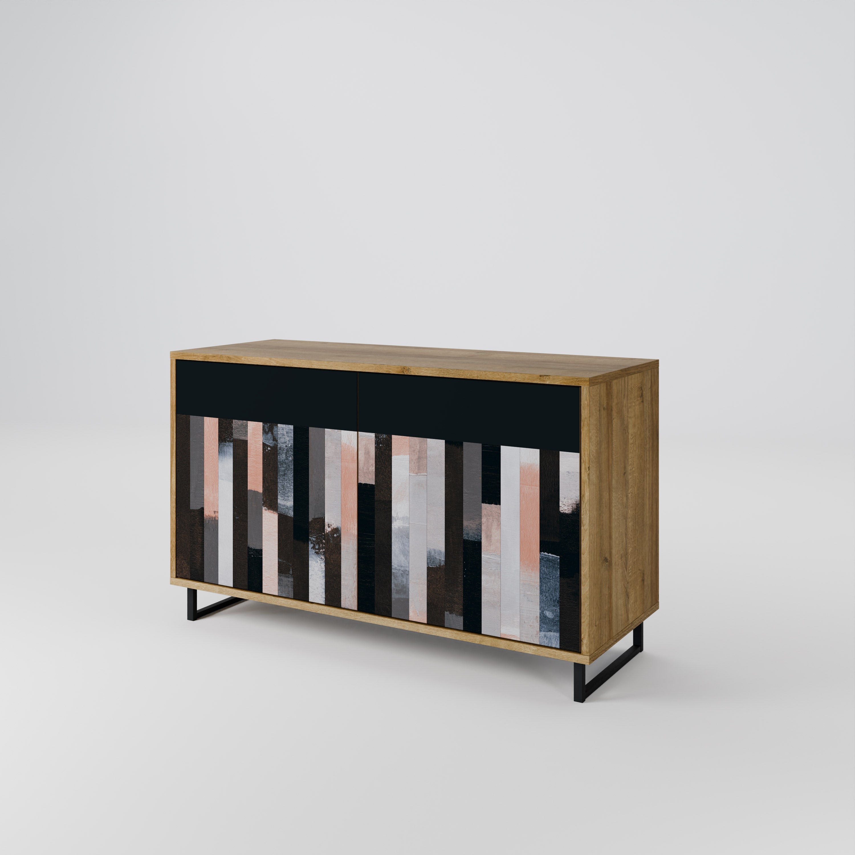 COLLAGE OF RECTANGLES Sideboard mit 2 Türen in Eichenoptik