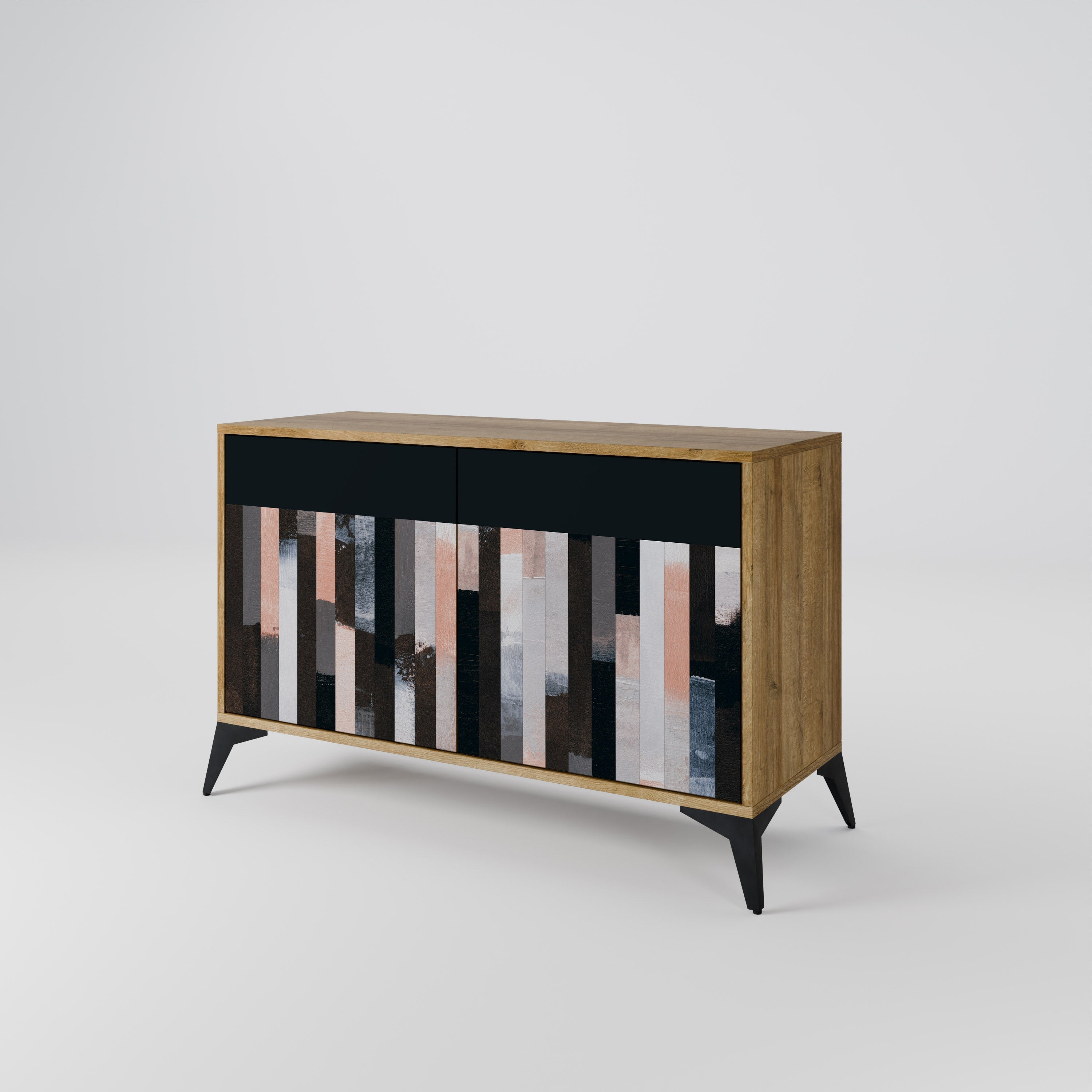 COLLAGE OF RECTANGLES Sideboard mit 2 Türen in Eichenoptik
