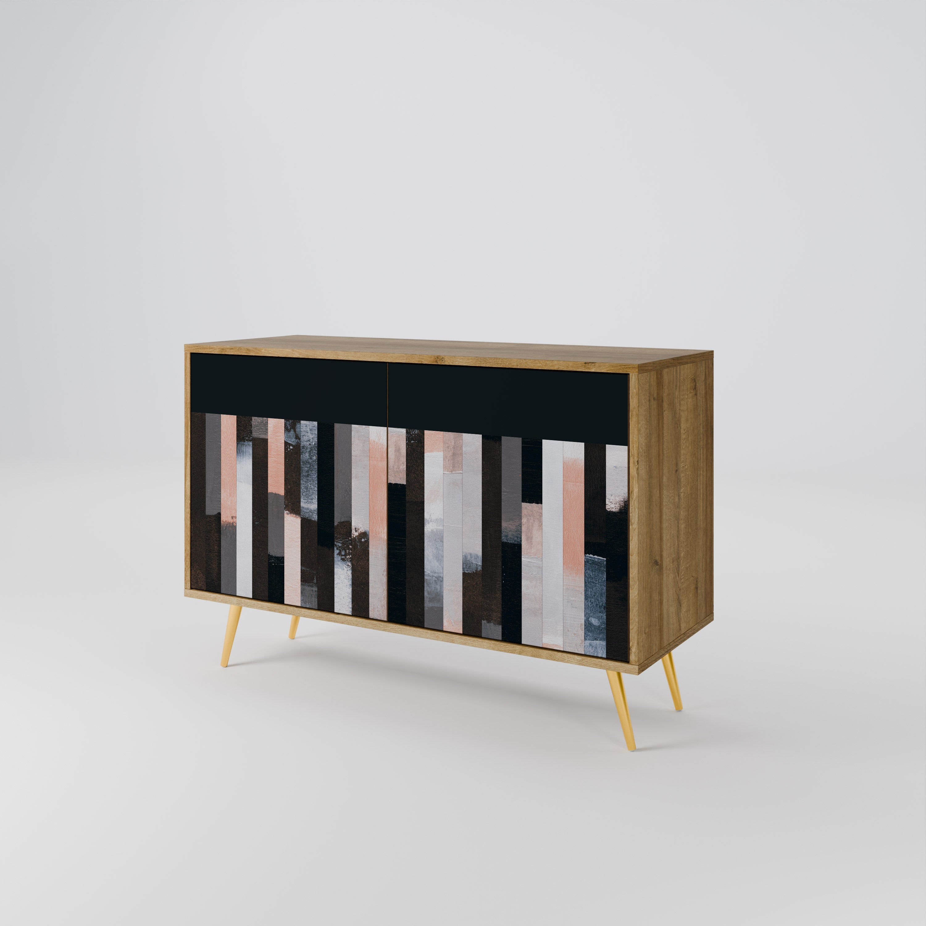 COLLAGE OF RECTANGLES Sideboard mit 2 Türen in Eichenoptik