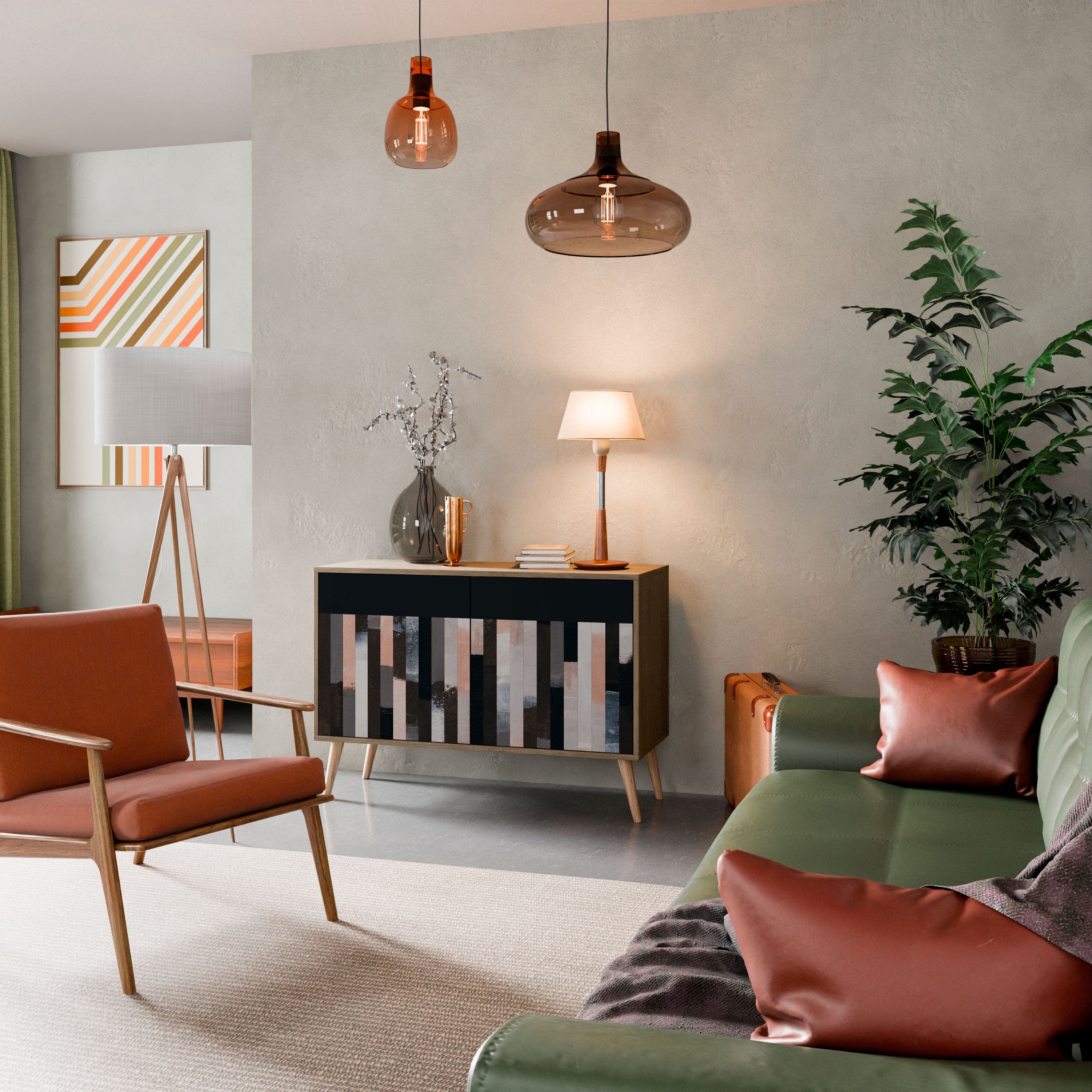 COLLAGE OF RECTANGLES Sideboard mit 2 Türen in Eichenoptik